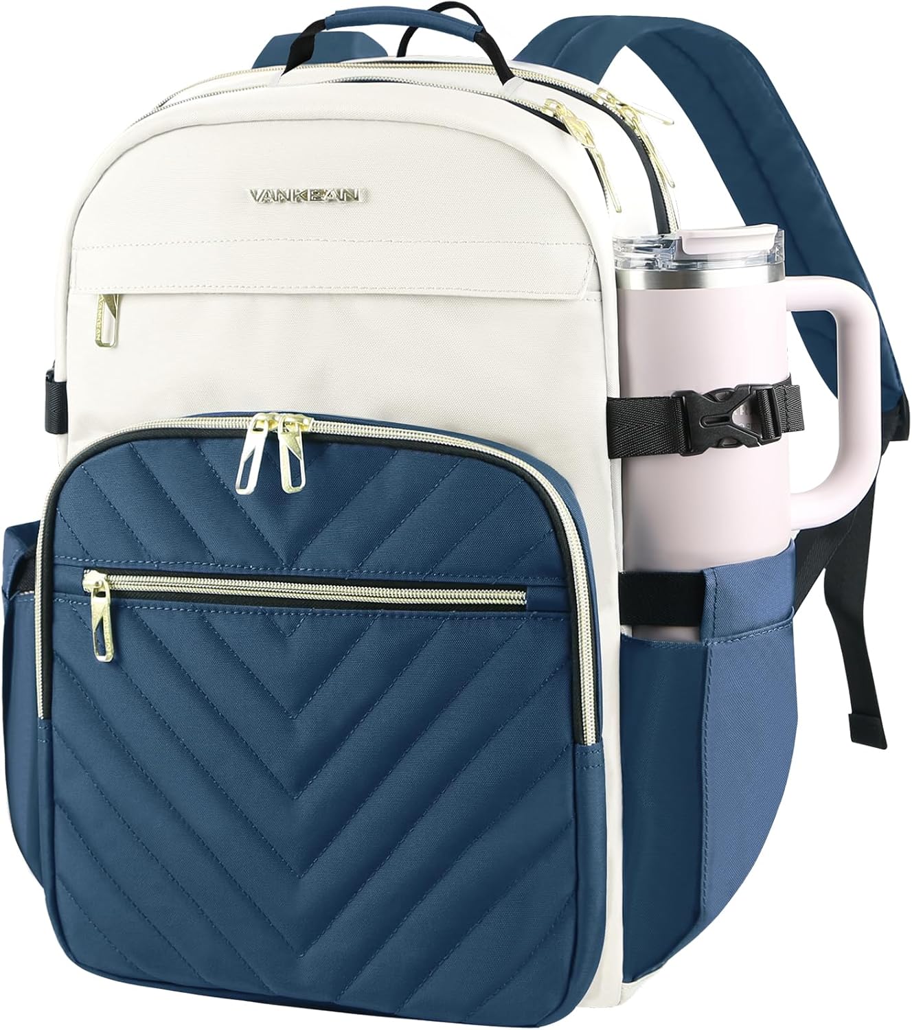 Backpack Pocket,17.3 inch Backpack,Waterproof Backpack VANKEAN Laptop for Women with Giant Tumbler Holder School