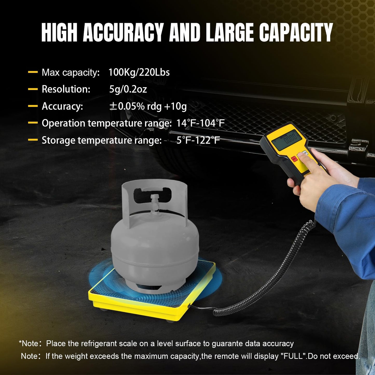 220 LBS HVAC Freon Scale High Precision Charging Refrigerant Scale Weight Scale with Portable Case for All Refrigerant Recovery Tanks