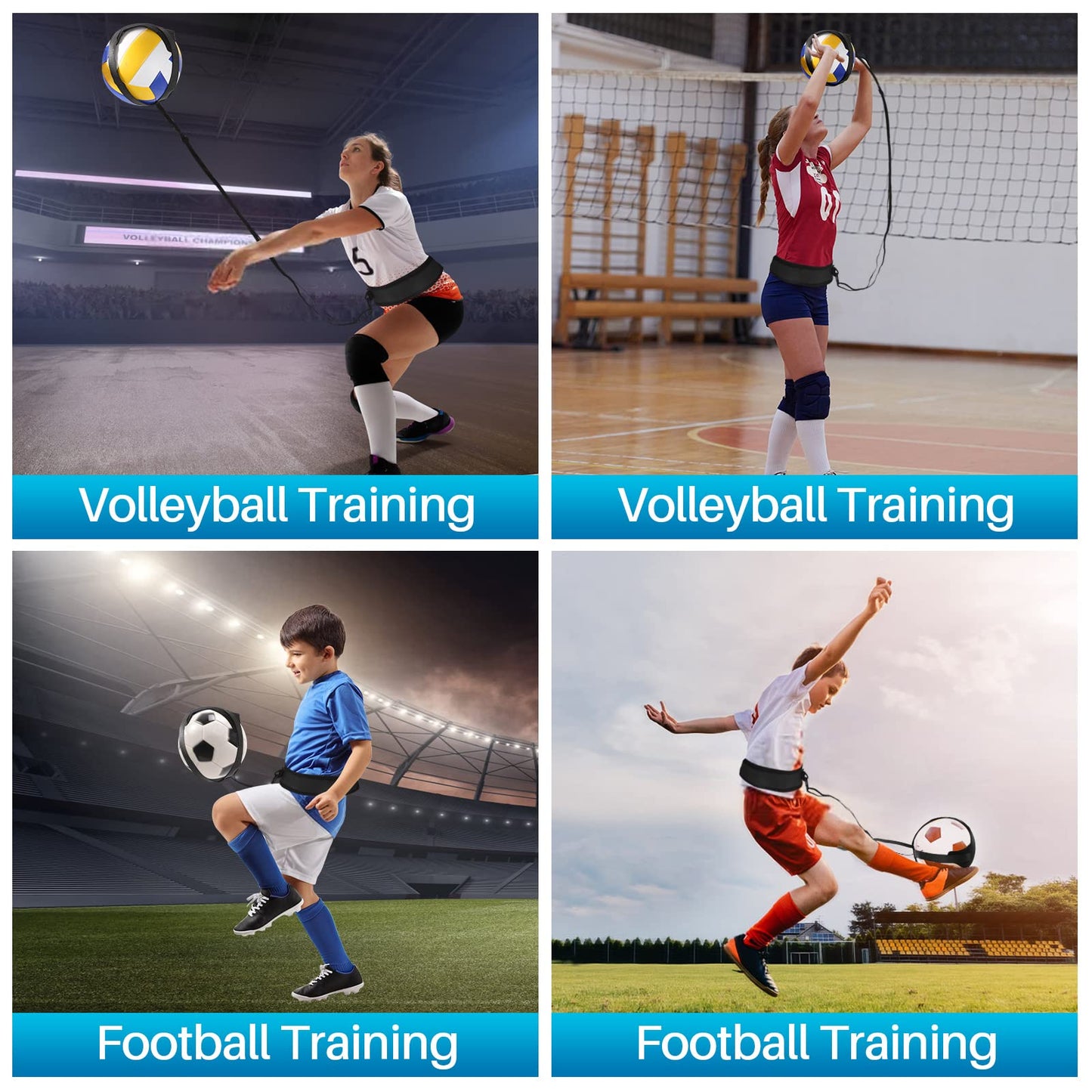 Volleyball Training Kit for Solo Practice, Adjustable Volleyball Serve Trainer, Volleyball Training Equipment for Serving, Setting & Spiking, Volleyball Training Aids, Gift for Teen Girls & Boys
