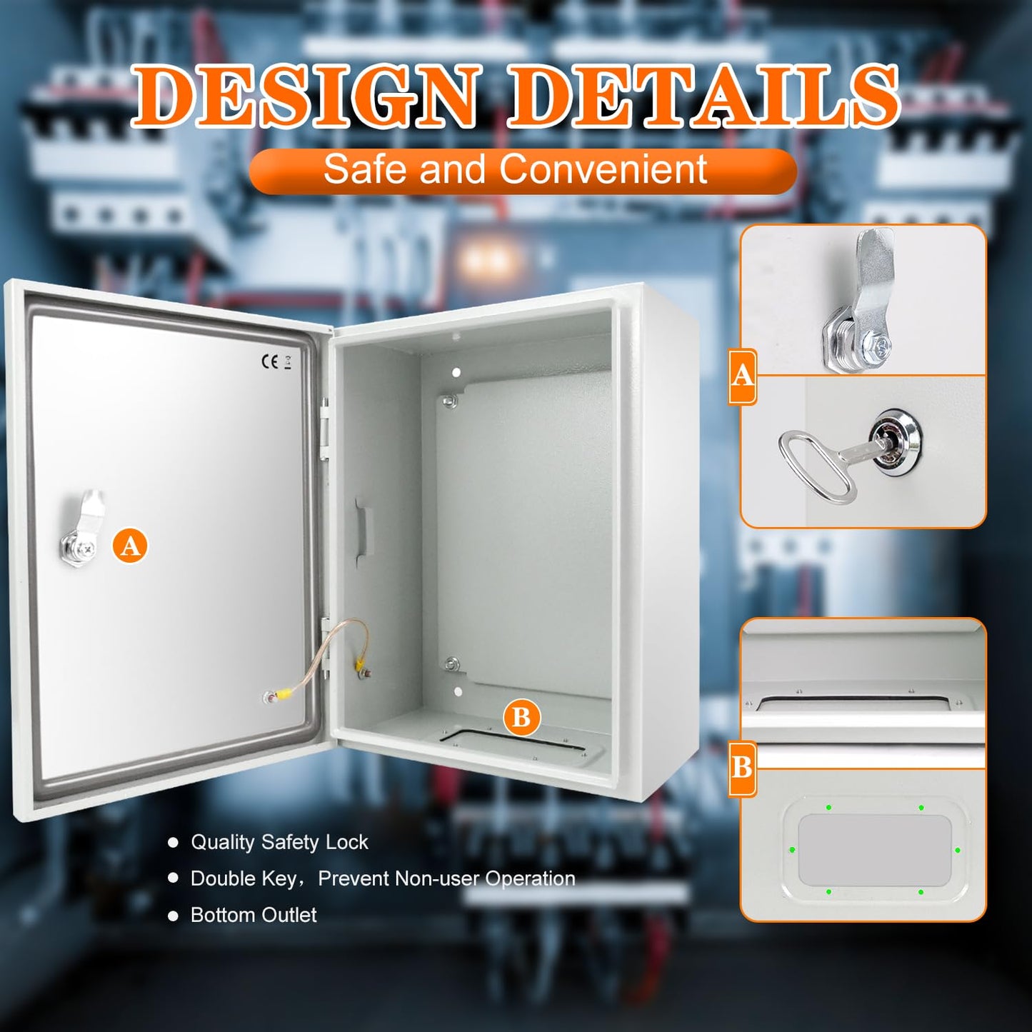 Kinchoix Outdoor Electrical Box 24 x 16 x 10'' Nema 4X Enclosure Waterproof Junction Box Electrical Enclosure Lockable Weatherproof Enclosure Box