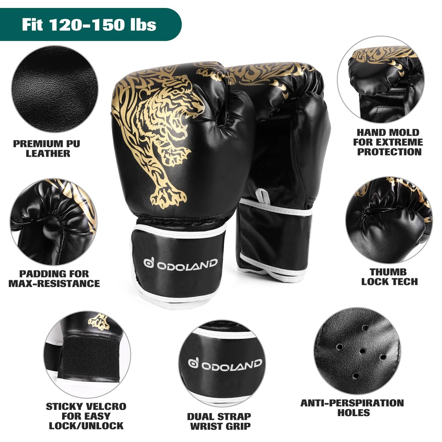 Odoland Punching Bag Set for Adults, 4FT PU Heavy Boxing Bag with 12OZ Boxing Gloves, Hand Wraps, Hanging Chains for MMA Karate Kickboxing Martial Art Home Gym Trainging - Unfilled