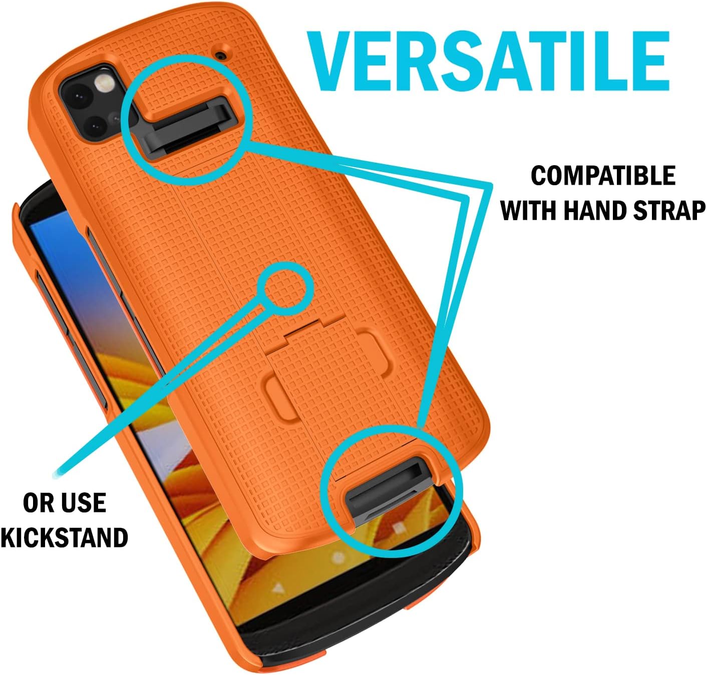 Nakedcellphone TC53 TC58 Case + Hand Strap Combo for Zebra Mobile Computer Scanner, Textured Slim Hard Shell Protector