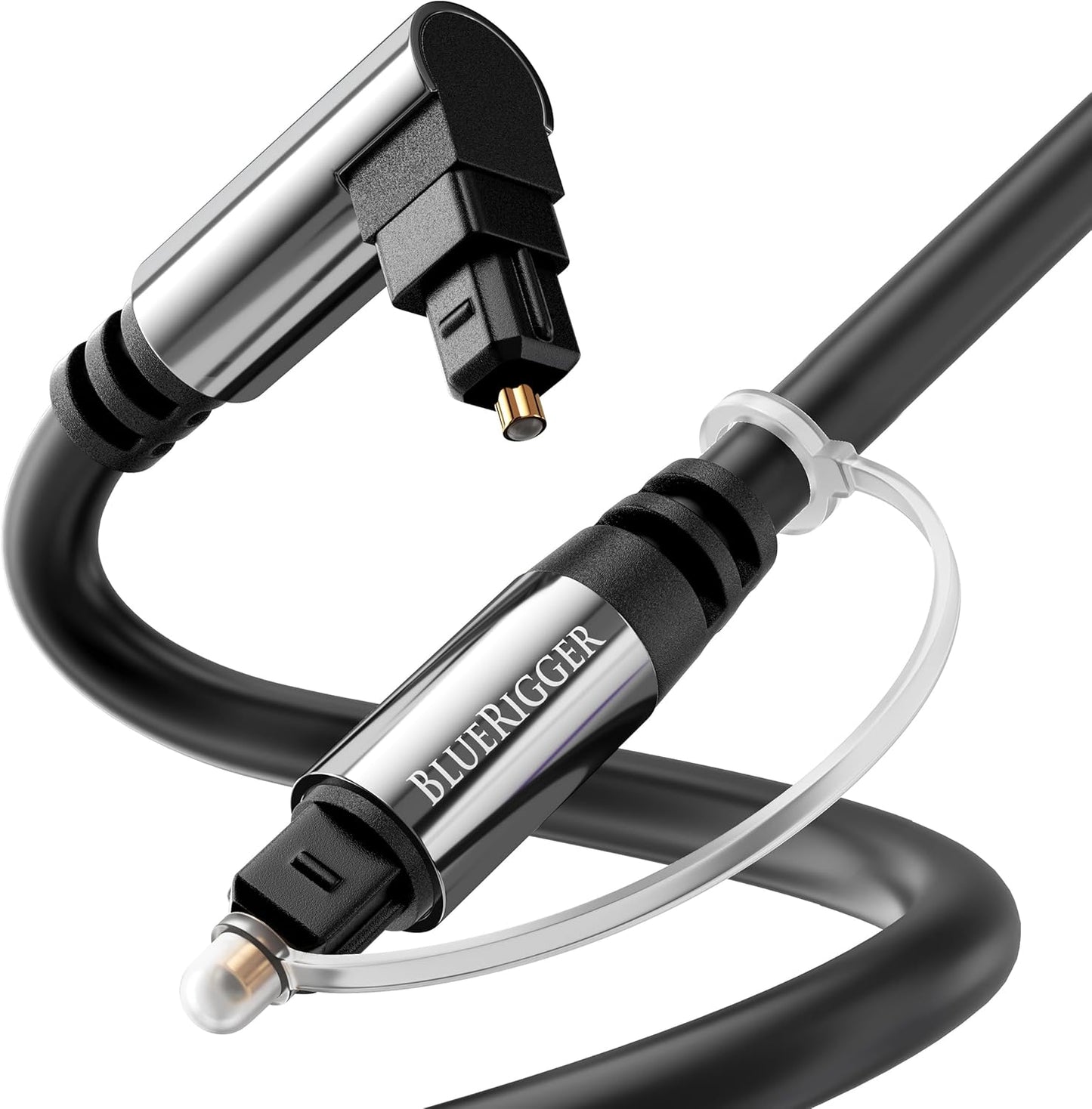35FT (90 360 BlueRigger Optical Audio Toslink Cable - Degrees Optical Cable for Soundbar, Degree Rotatable Right Angle