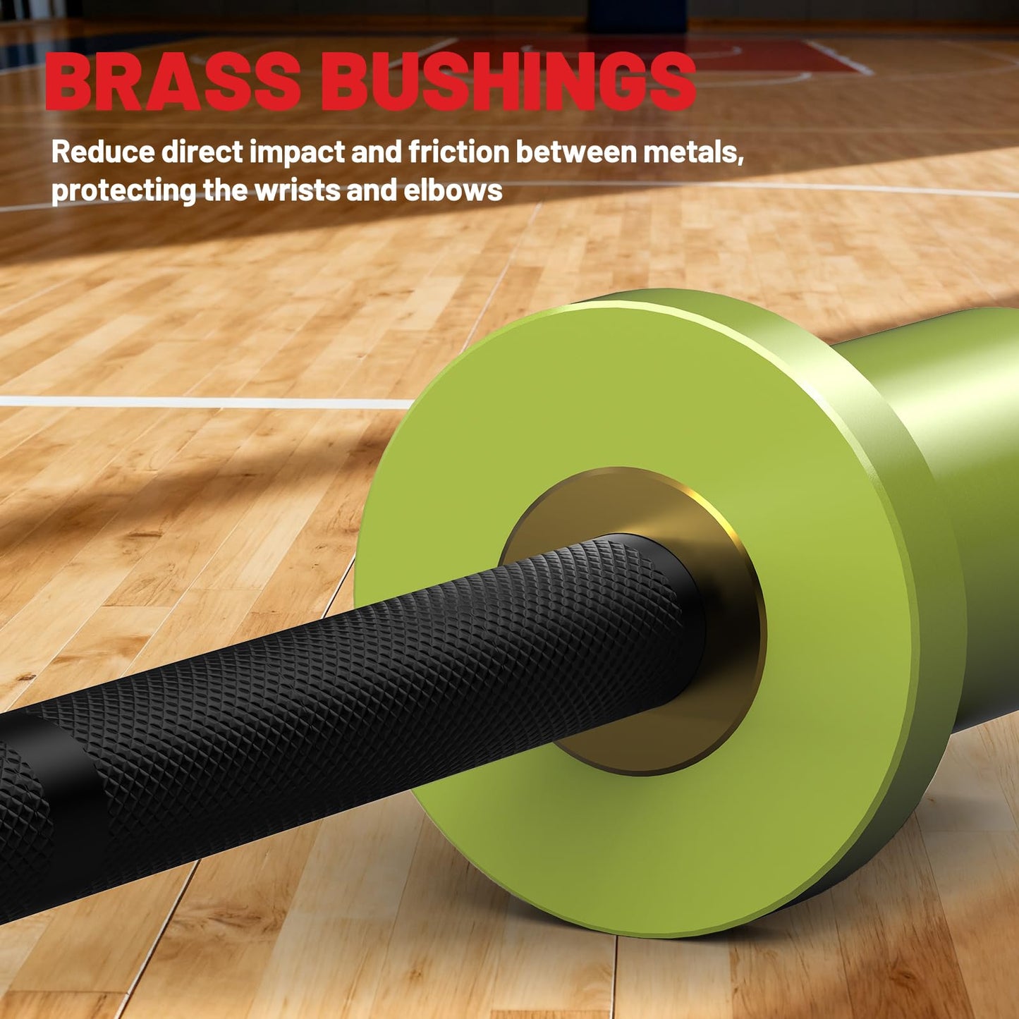 PAPABABE 5LB Mini Barbell Bar 4ft Technique Training Barbell For Beginner Women kid 2-inch Plate Barbell for Home Gym Fitness Black-Green