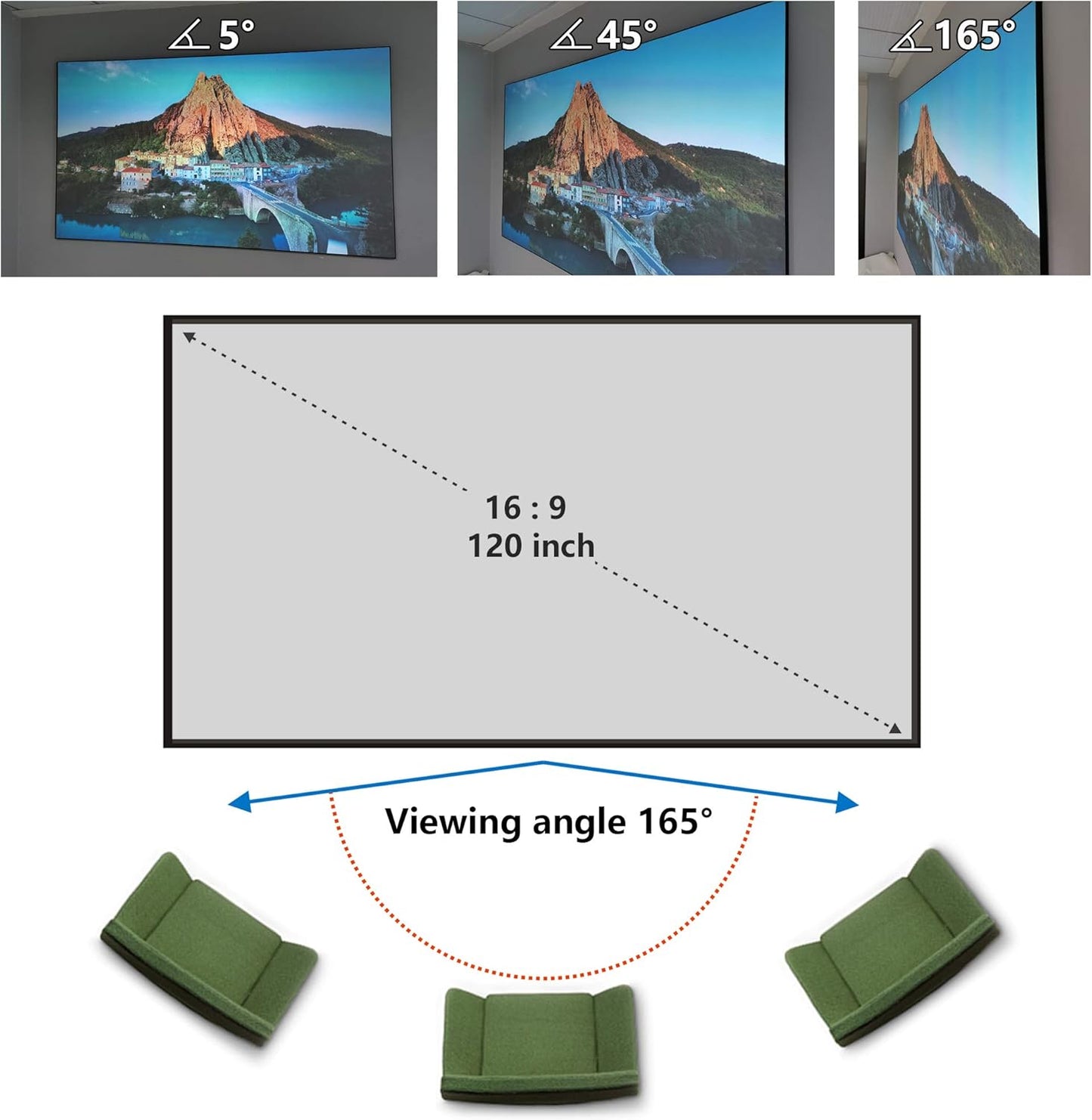 Yandood 59x105 inch 130 inch 16:9 4K Projector Screen DIY Elastic Polyester Material for Max Projection Screen