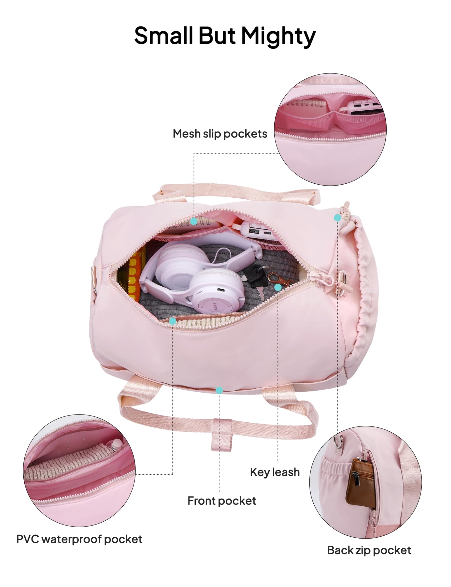 TOPEAST Small Gym Bag for Women, Mini Sports Yoga Bag with Yoga Mat Holder, Small Pink Gym Bag Overnight Weekender Duffle Handbag for Travel Dance Workout