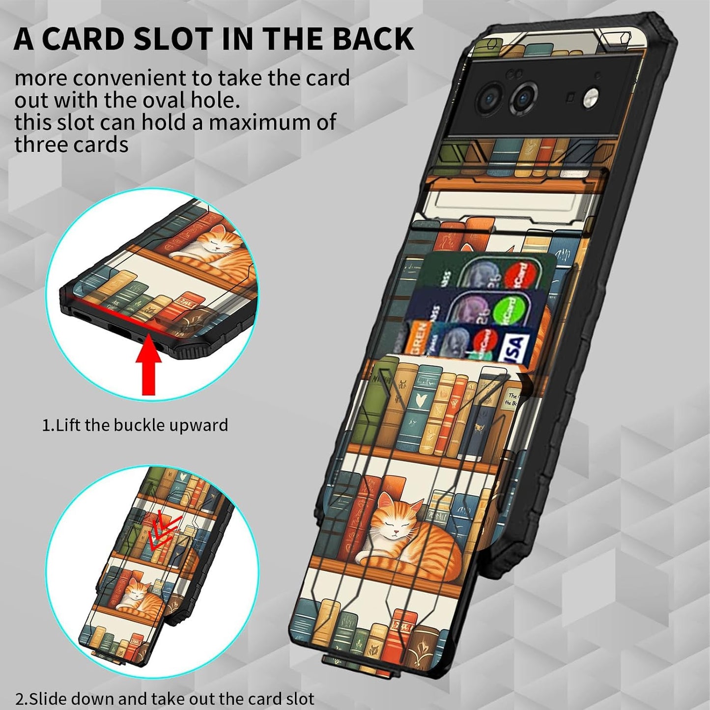 AIRWEE 6A 6a 6.1", for Google Pixel Case with Card Holder, Military Grade Shockproof Wallet Cover with Kickstand, Slim