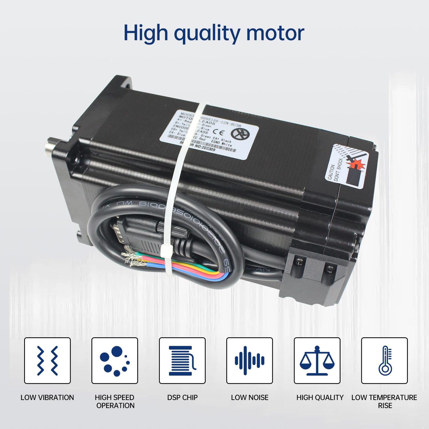 RATTMMOTOR 12N.m Closed Loop Servo Motor Nema34 CNC Kit with 70V DC Power Supply,12Nm 1700oz-in 86x86x156mm 6A+2HSS86 Hybrid 2-Phase Stepper Motor Servo Driver for CNC Router Engraving Milling Machine