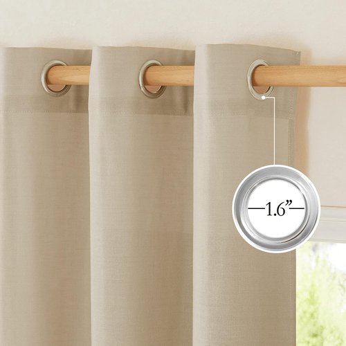 NICETOWN Angora Linen Kitchen Window Curtains - Thick Light Filtering Short Treatments, W34 x L36, 2 Panels