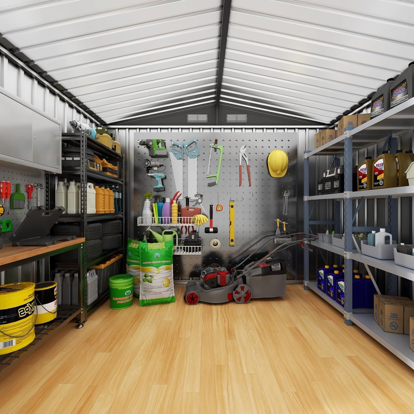 Metal Storage Shed & Outdoor Storage, Outdoor Steel Storages Shed with Sloping Roof, Utility and Tool Garden Sheds for Patio Lawn Yard