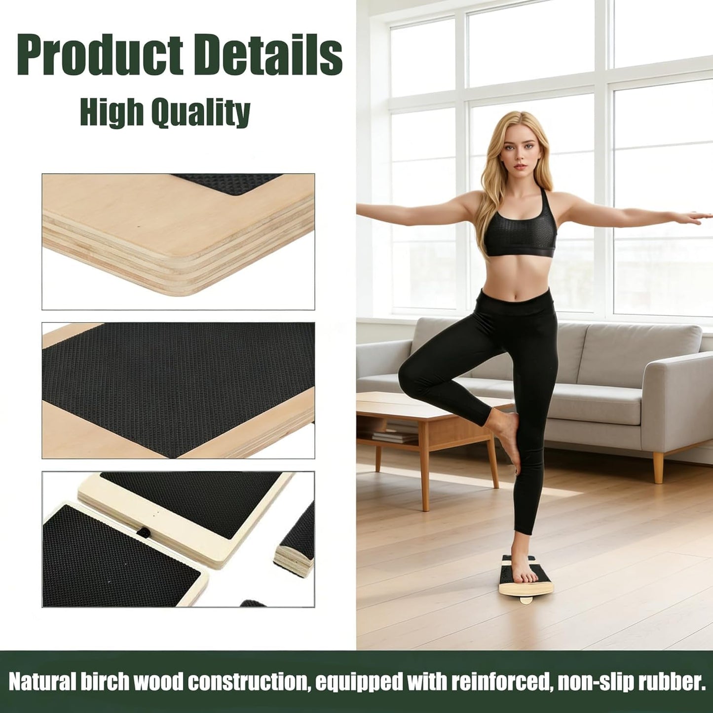 Balance Board for Ankle Strengthening, Blackboard Foot Trainer for Sprained, Foot Strengthener Ankle Balance Board Suitable for Athletes, Injury Tehabilitation, Posture Corrector