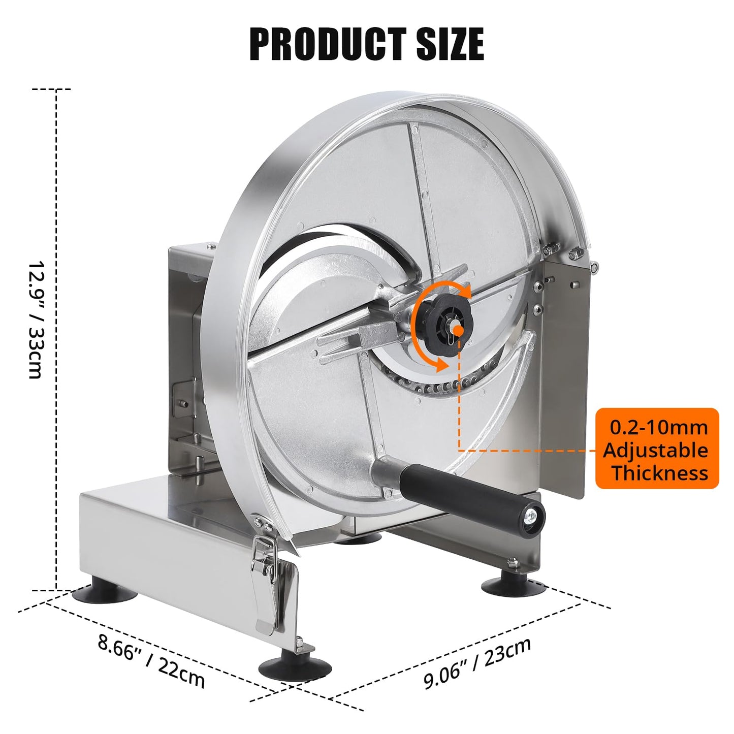 Commercial Vegetable Fruit Slicer, 0.2-10mm Adjustable Thickness, Stainless Steel Manual Vegetable Cutter Machine for Slicing Fruit Potato Lemon Onion Cabbage Tomato