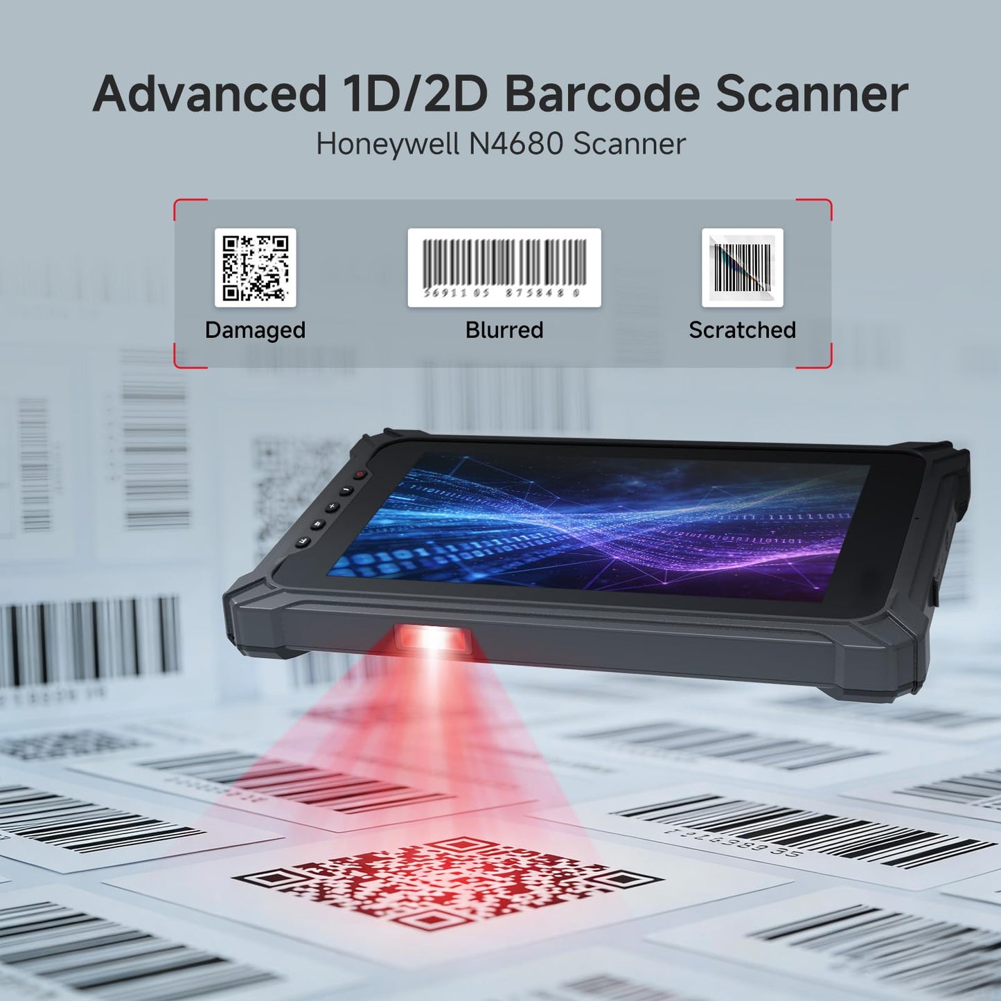 Arrvel Rugged Tablet with Barcode Scanner I17J, 10.1" Windows 11 Pro w/Honeywell N4680 Scan Engine, 1D/2D QR Inventory Scanner, 8GB+128GB Industrial Tablet for ERP WMS, Warehouse, Retail, IP65