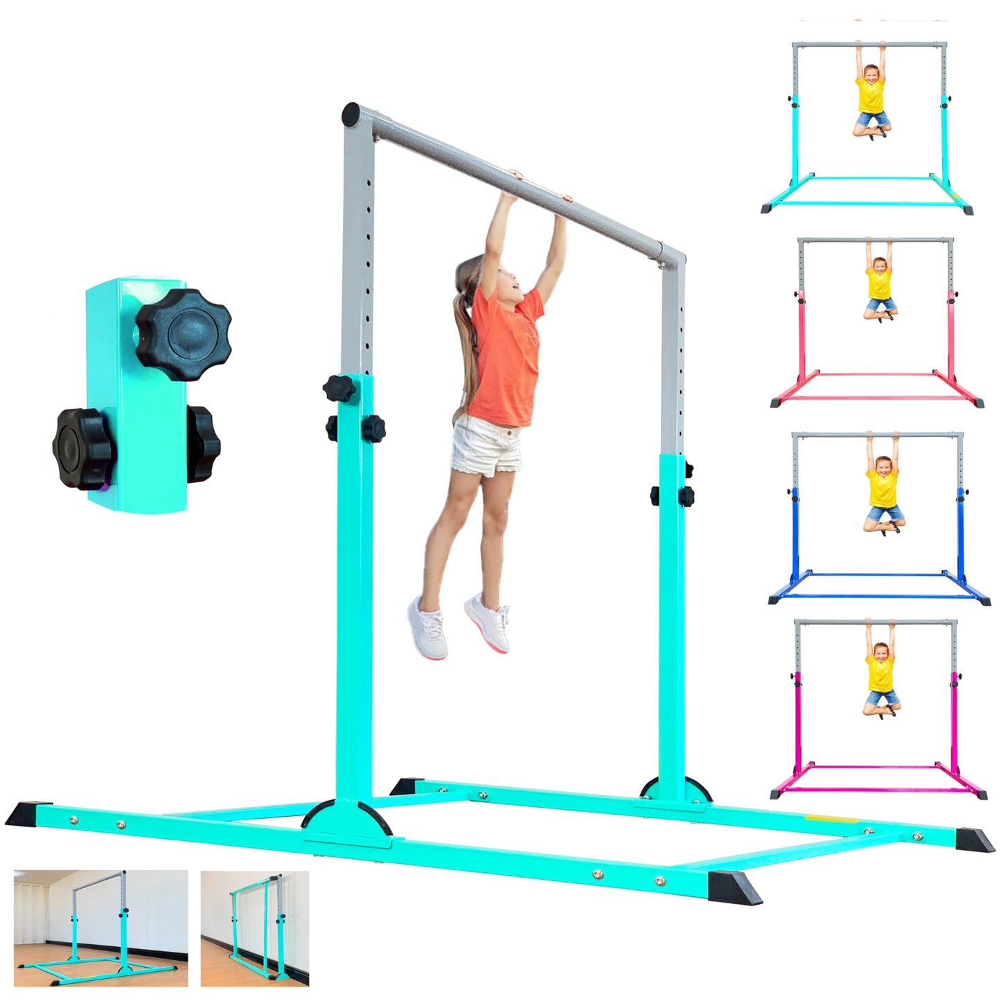 MARFULA Gymnastic Bar for Kids Gymnastic Kip Bar Horizontal Bar Teal Bar Gymnastic Training Equipment for Kids 3-15 Years Home and Club Use