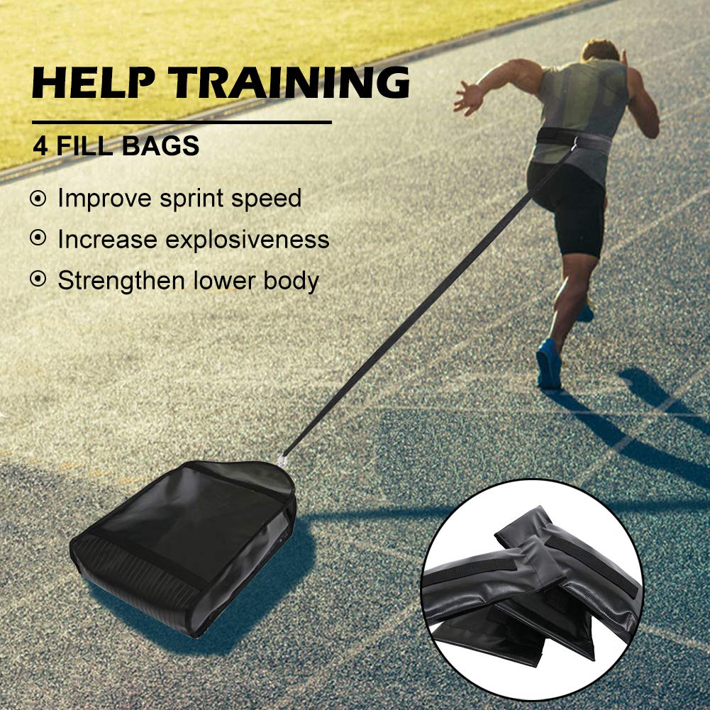 NAIZEA Adjustable Weight Sled Trainer with 4 Weight Sandbags - Upgrade Sandbag Sled Trainer Resistance Sleds Trainers for Sprinter Speed Training Outdoor Indoor