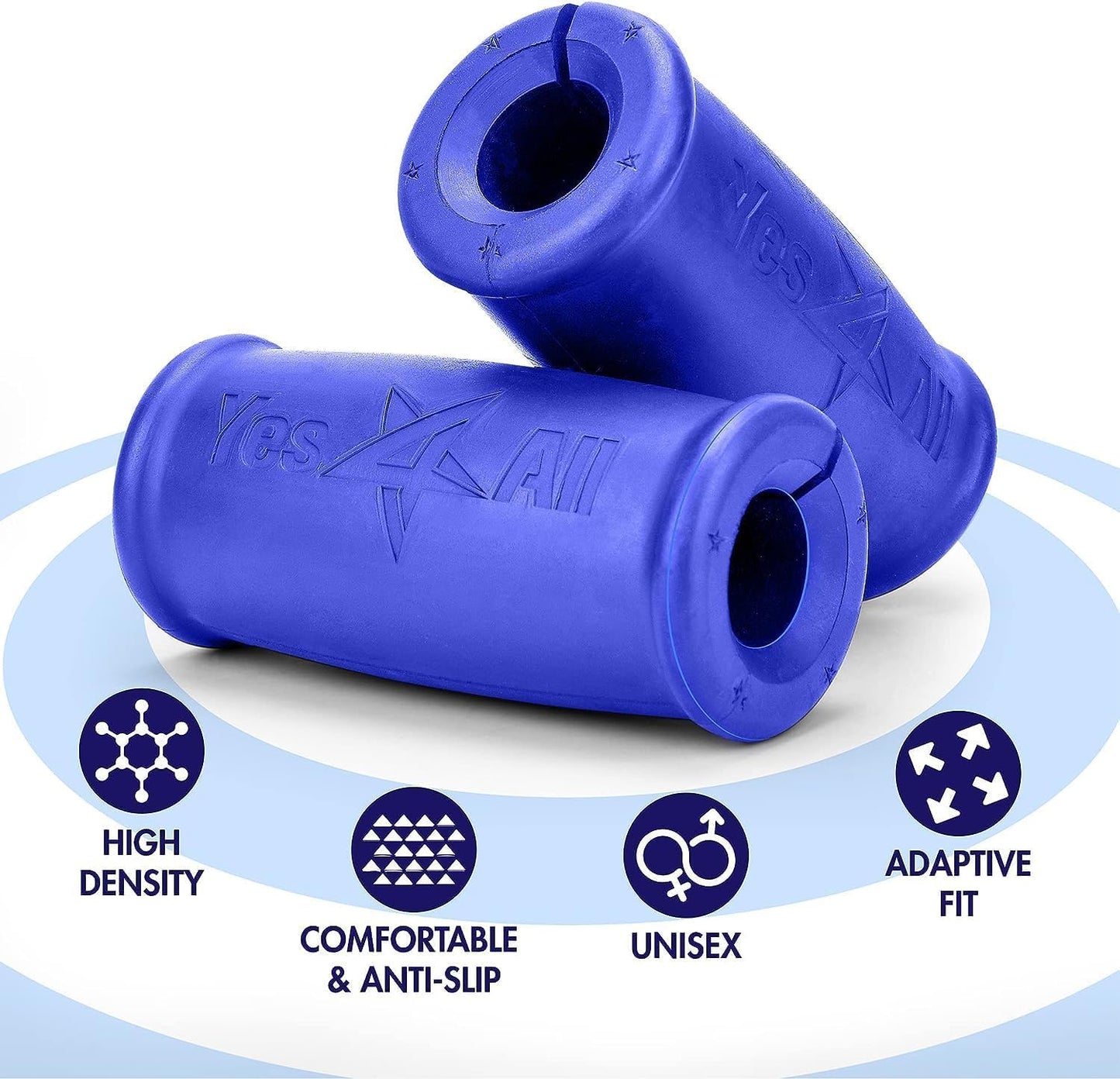 Yes4All Thick Bar Grips / Thick Grips for Barbell, Weight Lifting, Body Building Training – Thick Bar Adapter / Barbell Grips (Blue, Set of 2)