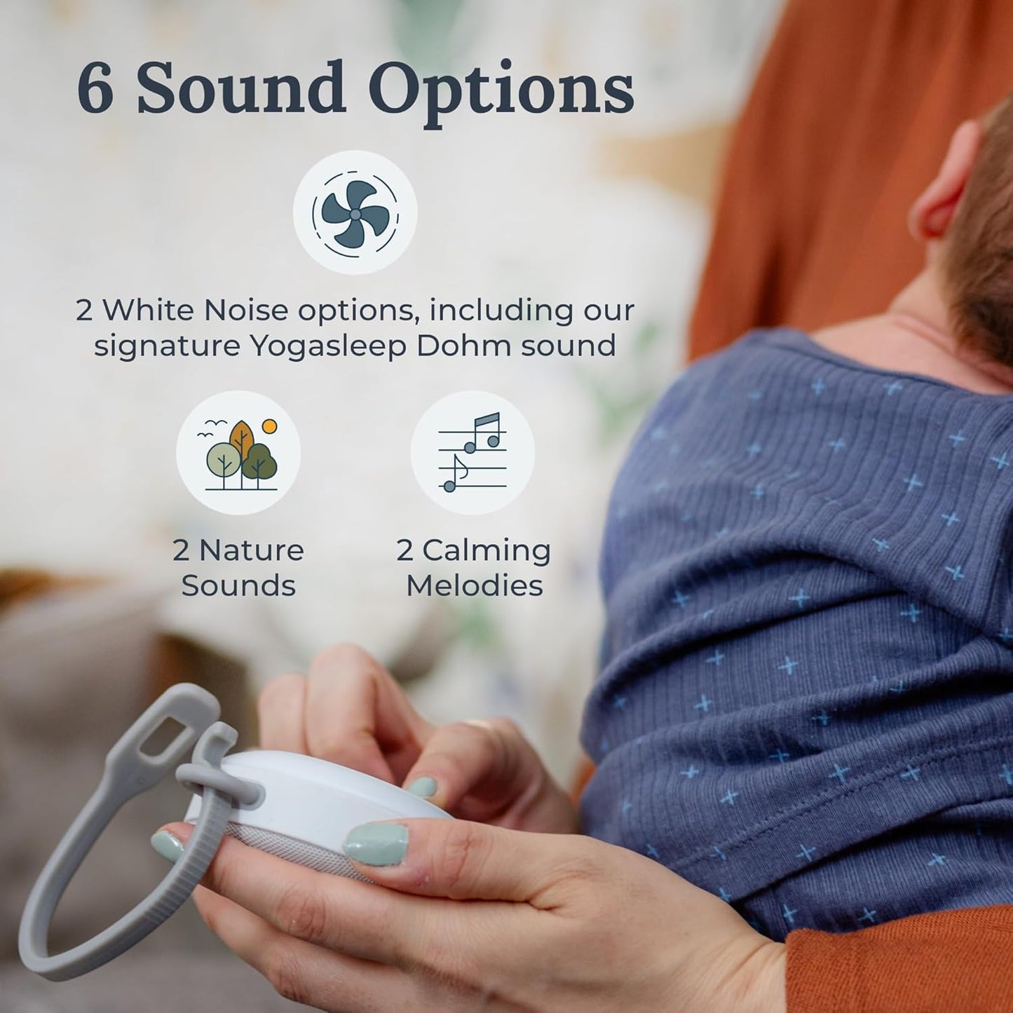 Yogasleep Hushh 2 Portable Sound Machine - Night Light & 6 Soothing Sounds for Babies & Kids