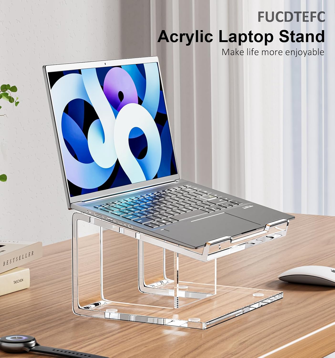 FUCDTEFC 10-17.3 Inch Acrylic Laptop Stand for Desk, Laptop Riser for Laptops, Ergonomic Computer Stand Holder