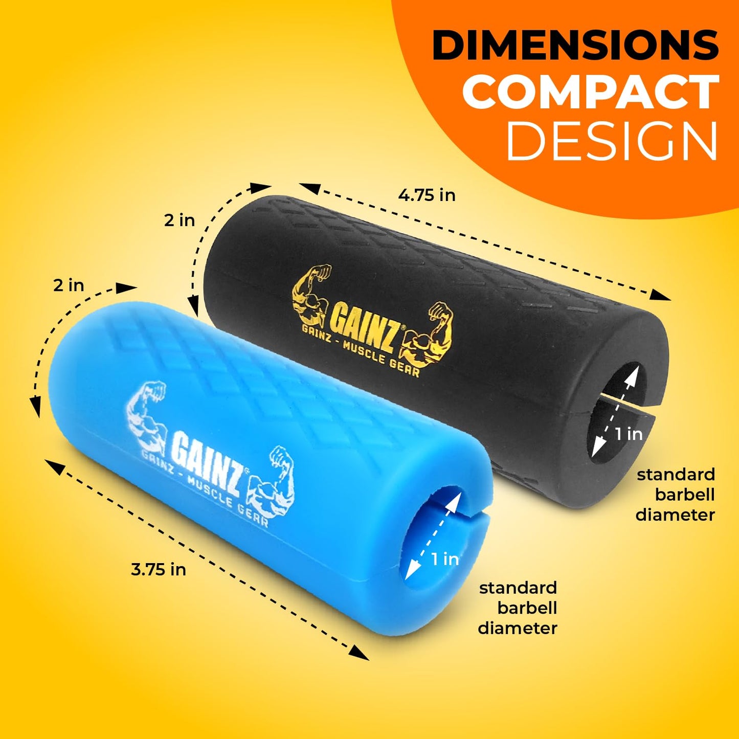 Gainz - Thick Bar Dumbell/Barbell Weight Lifting Adapters - Grow Bigger Biceps - Training, Bodybuilding (Set of 2) (Blue)