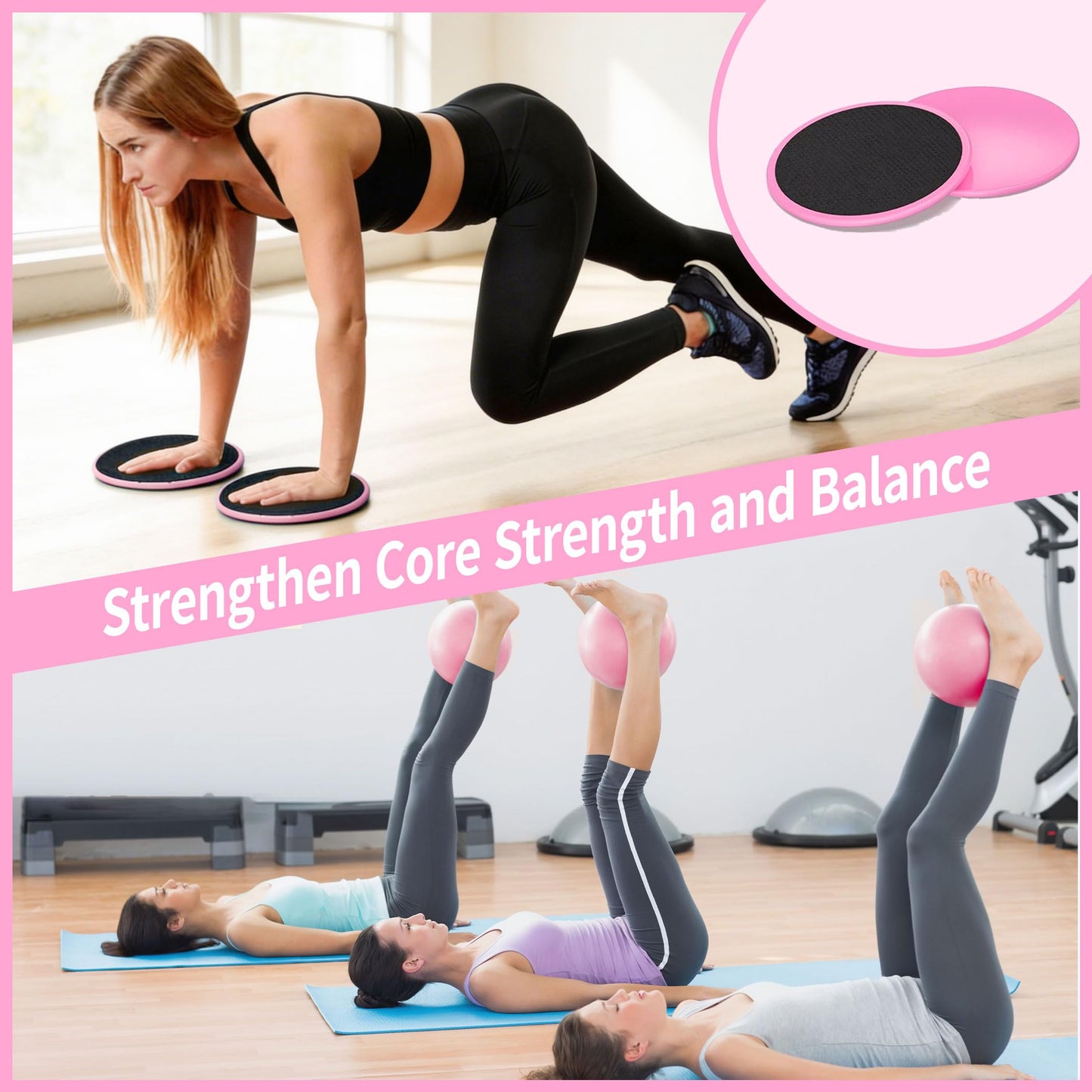 DICYWUDI Pilates Essentials Kit for Home Women, Pilates Equipment for Workouts, 6 Fabric Resistance Bands, 12 Inch Magic Circle Yoga Ring, Mini Exercise Ball, Great Exercise Accessories