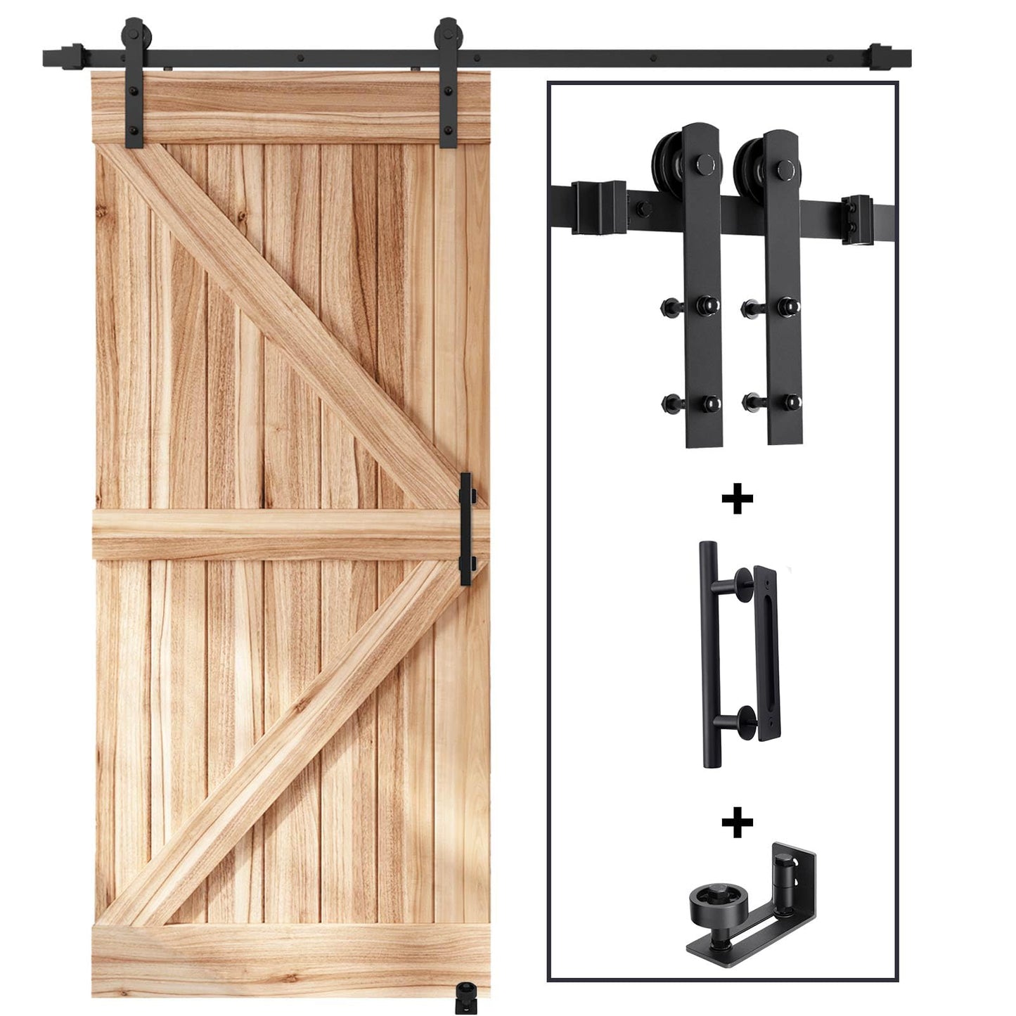 EaseLife 6 FT Sliding Barn Door Track and Handle Hardware Kit, Straight Pulley,Slide Smoothly Quietly,Easy Install (6FT Track Kit for 30"~36" Wide Single Door)