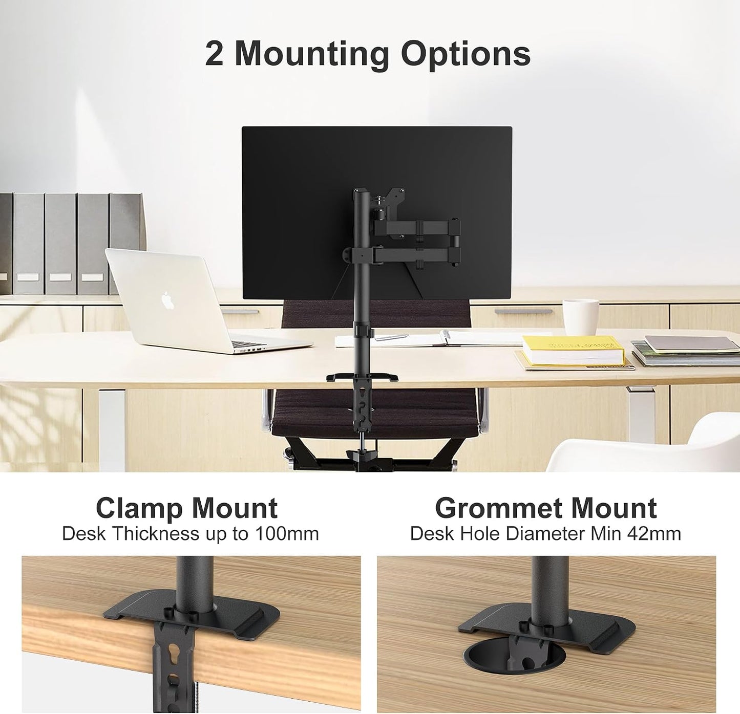 Bracwiser 13-32 inch 22lbs 13 15 17 19 20 22 23 24 26 27 30 32 inch 75 100 (MD7421) Monitor Mount Single Fully