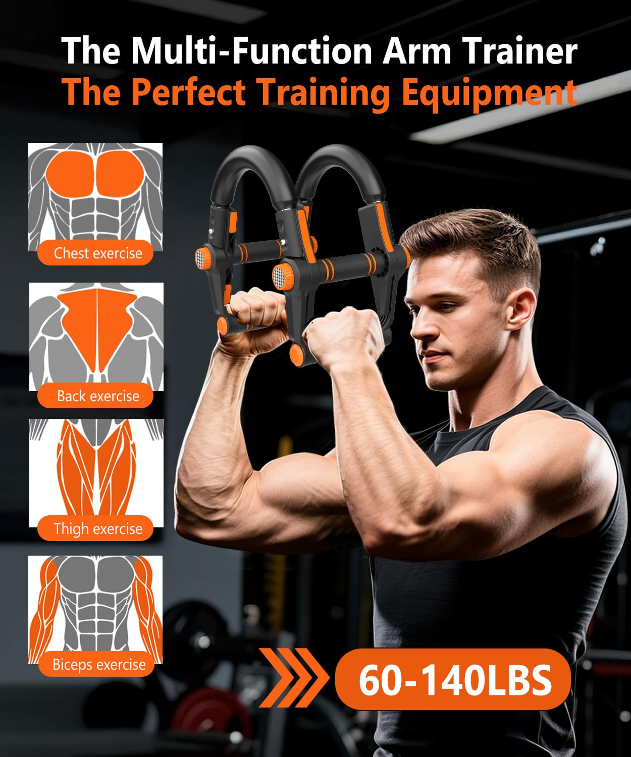 HIFGROD Twister Arm Trainer - 3-in-1 Adjustable Chest Workout Equipment,Portable Home Gym Chest & Arm Workout, Push Up Bars, 60-140lbs Resistance for Men Women