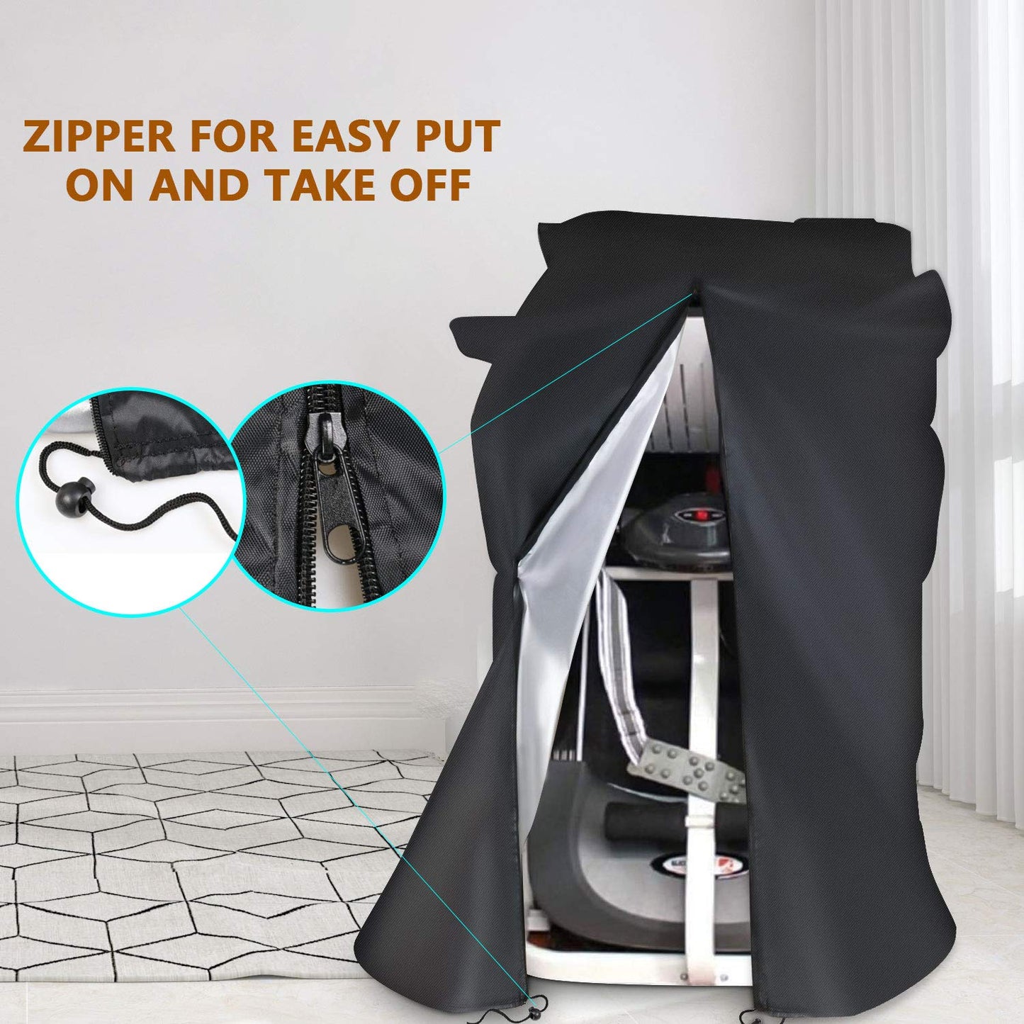 POMER Treadmill Cover, 81x37x67 inch Dustproof Oxford Fabric with Zipper Running Machine Protective Cover for Non-Folding Home Treadmill