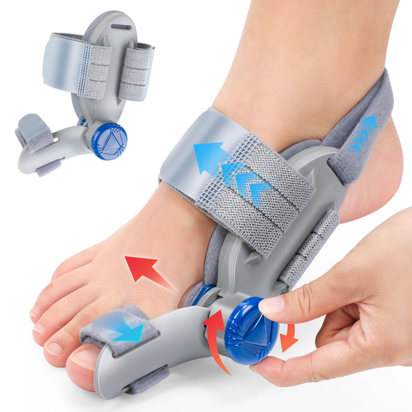 2 Pack Bunion Corrector for Men Women, Toe Splints for Straightening, Adjustable Knob Toe Splint with Silicone Pads, Big Toe Straightener Corrector, Bunion Relief Brace with Dual Toe Straps, Night & Day Use