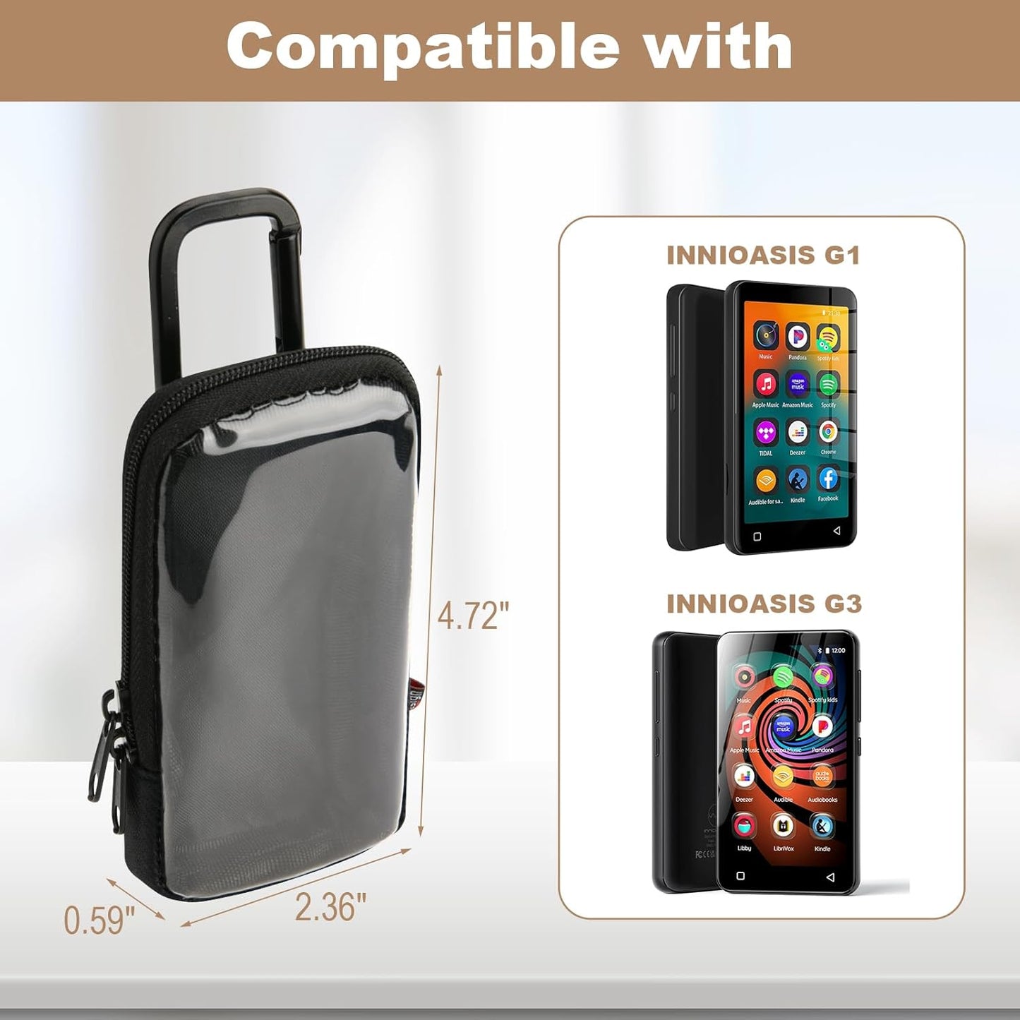 TXEsign MP3 G1 G3 MP3 Player Case Compatible with INNIOASIS and INNIOASIS Player, Travel Carrying Bag Organizer Pouch