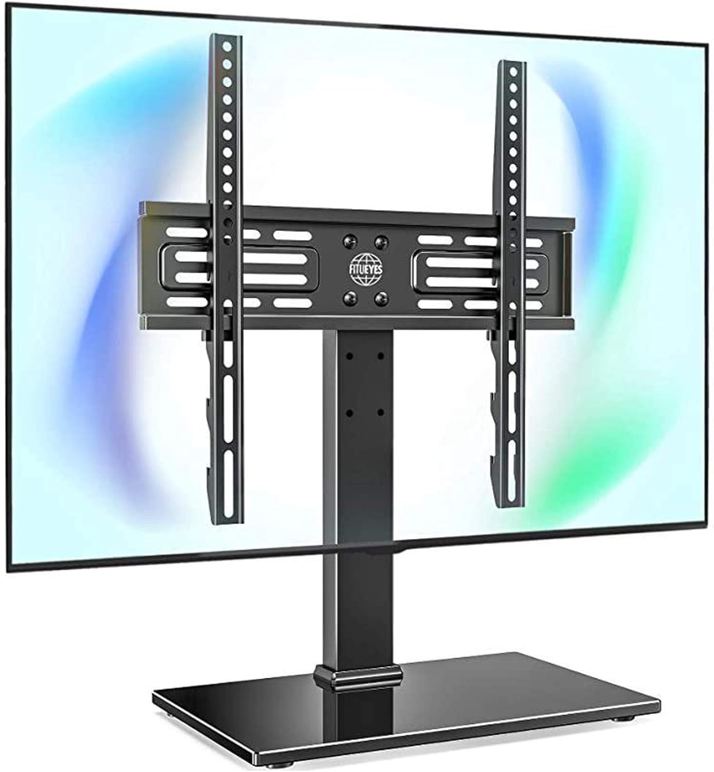 FITUEYES 27-55 inch Universal TV Mount Stand Table Top TV Stand for TVS Height Adjustable TV Stand Mount, Glass Base