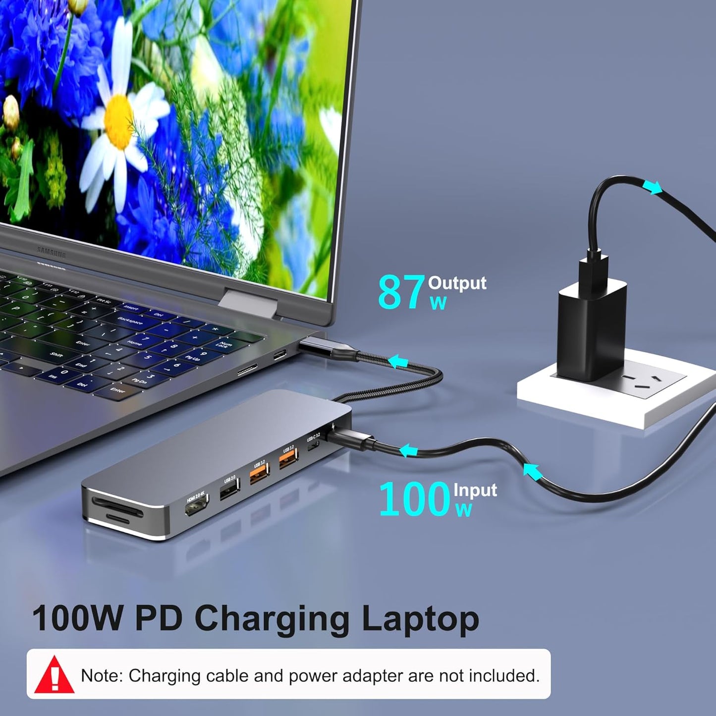 Buerlaseul M.2 10Gbps, 9 1 4K@60Hz 3.2 Gen2, PD100W, USB C Docking Station with NVMe SSD Enclosure in USB-C Hub, Type C