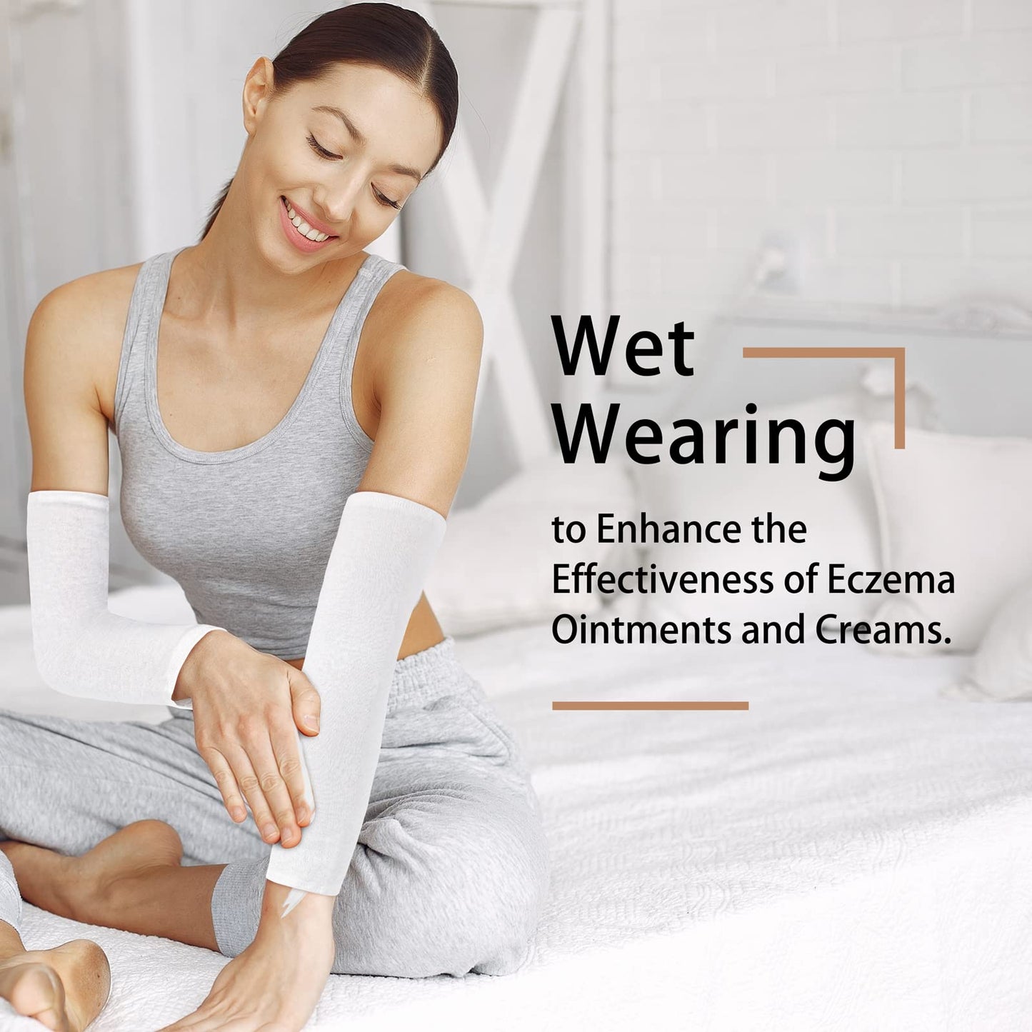 Evridwear Eczema Arm or Leg Sleeves, 5 Pairs Pure Cotton Fabric Prevent Scratching and Rubbing Eczema Skin Diseases Diabetes for Adults(M)