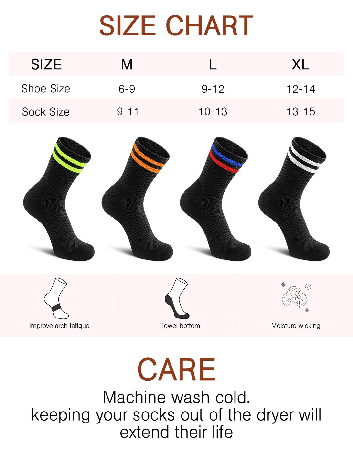 Airacker Athletic Socks Sport Running Calf Socks Performance Cushioned Breathable Crew Socks for Men Women(6 Pairs)