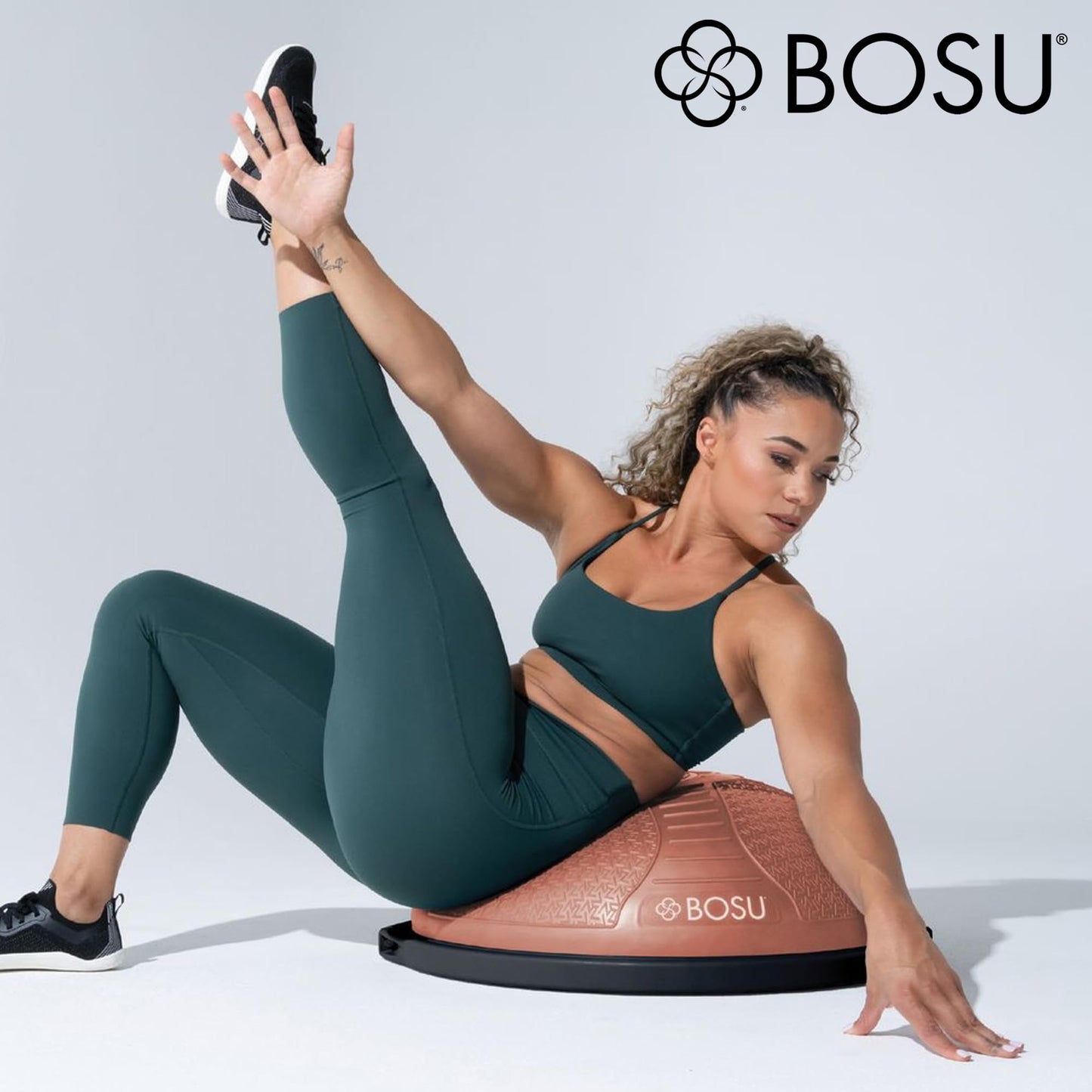 Bosu NEXGEN Balance Strength Trainer, Multi-Functional 26" Exercise Ball, Home Gym Equipment for Full Body Workouts, Rose Gold with Gray Rim