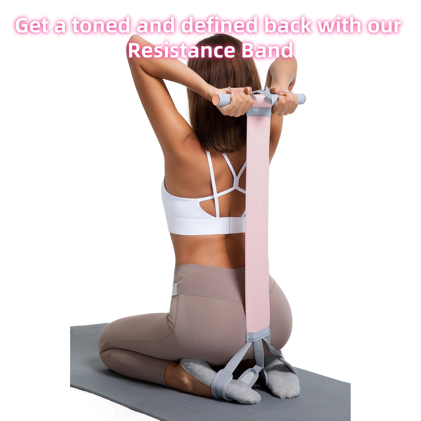 Multifunctional Tension Rope Sit-Up Assistance, Knitted Fitness Equipment for Abdominal/Waist/Arm/Leg Stretching & Weight Loss Training (Lavender)