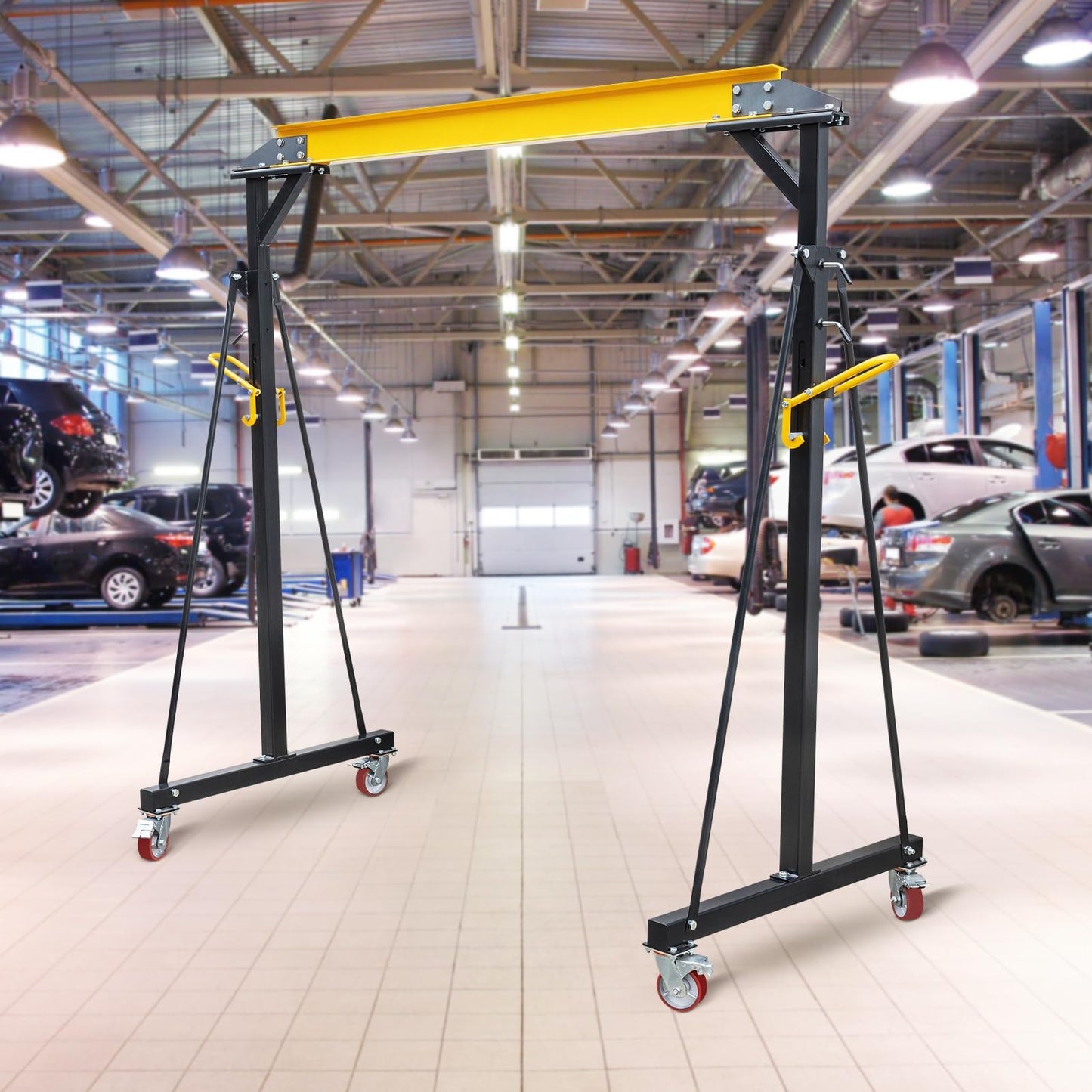 COZONY Heavy Duty Gantry Crane - MAX2200Lbs, Shop Lift Hoist with 360° Locking Wheels & Adjustable Height 97" to 141", Lifting Gantry for Workshop,Garage,Factory
