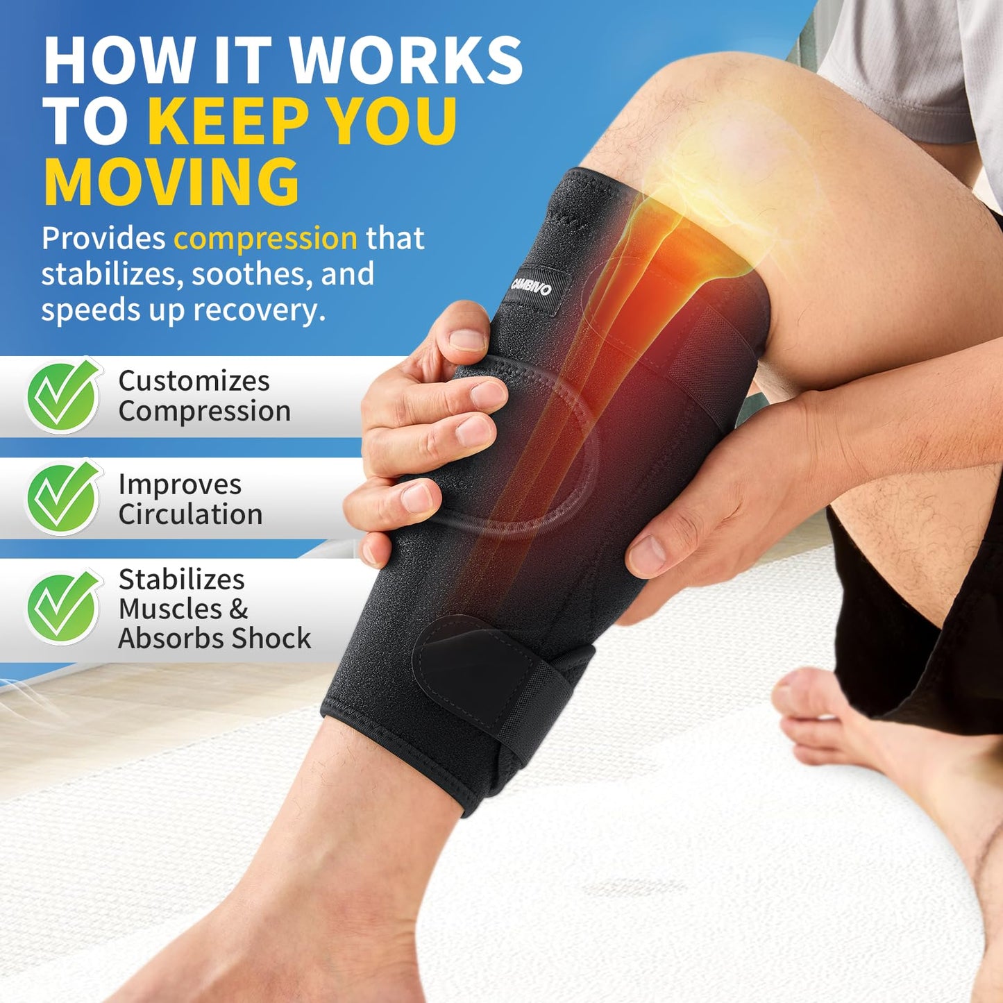 Calf Brace for Torn Calf Muscle - 2 Pack Adjustable Neoprene Compression Sleeve & Wrap Support for Shin Splints, Strain, Leg Pain Relief - Calf Compression Sleeve for Men & Women (Black, Large)