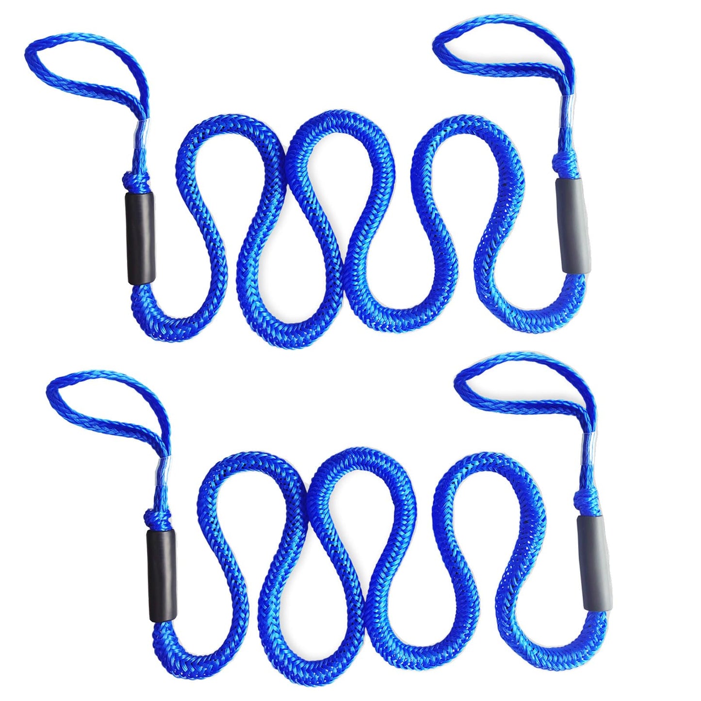 7FT Bungee Dock Lines for Boats – Extra-Long Elastic Mooring Rope with Loops – Quick & Easy Docking for Pontoon, Jet Ski, Kayak, Bass Boat – (Blue)