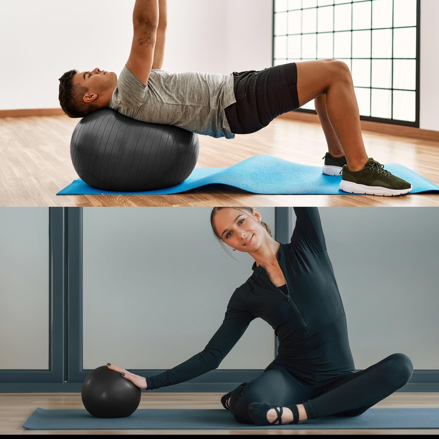 FITMIND Yoga Ball set-55cm&25cm(Black)