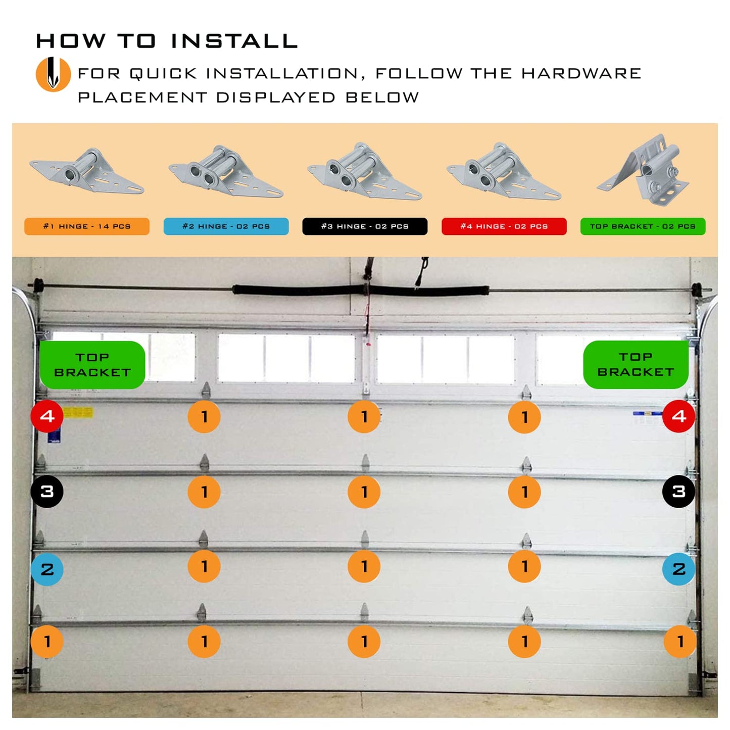 HardwareX supply Garage Door Hinge Roller Bracket Hardware Tune Up Kit (8' Height (16'x8' or 18'x8'))