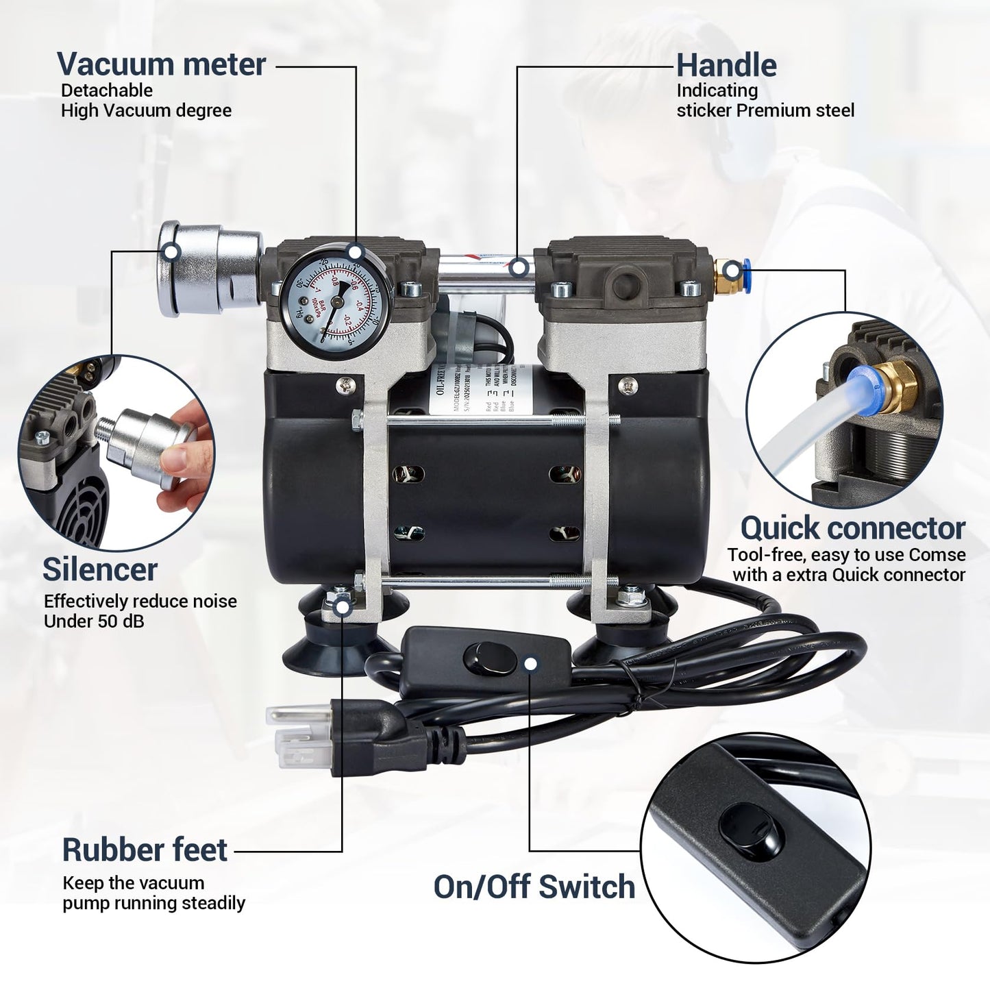 Vacuum Pump 50 L with Mist Coolant Spray System