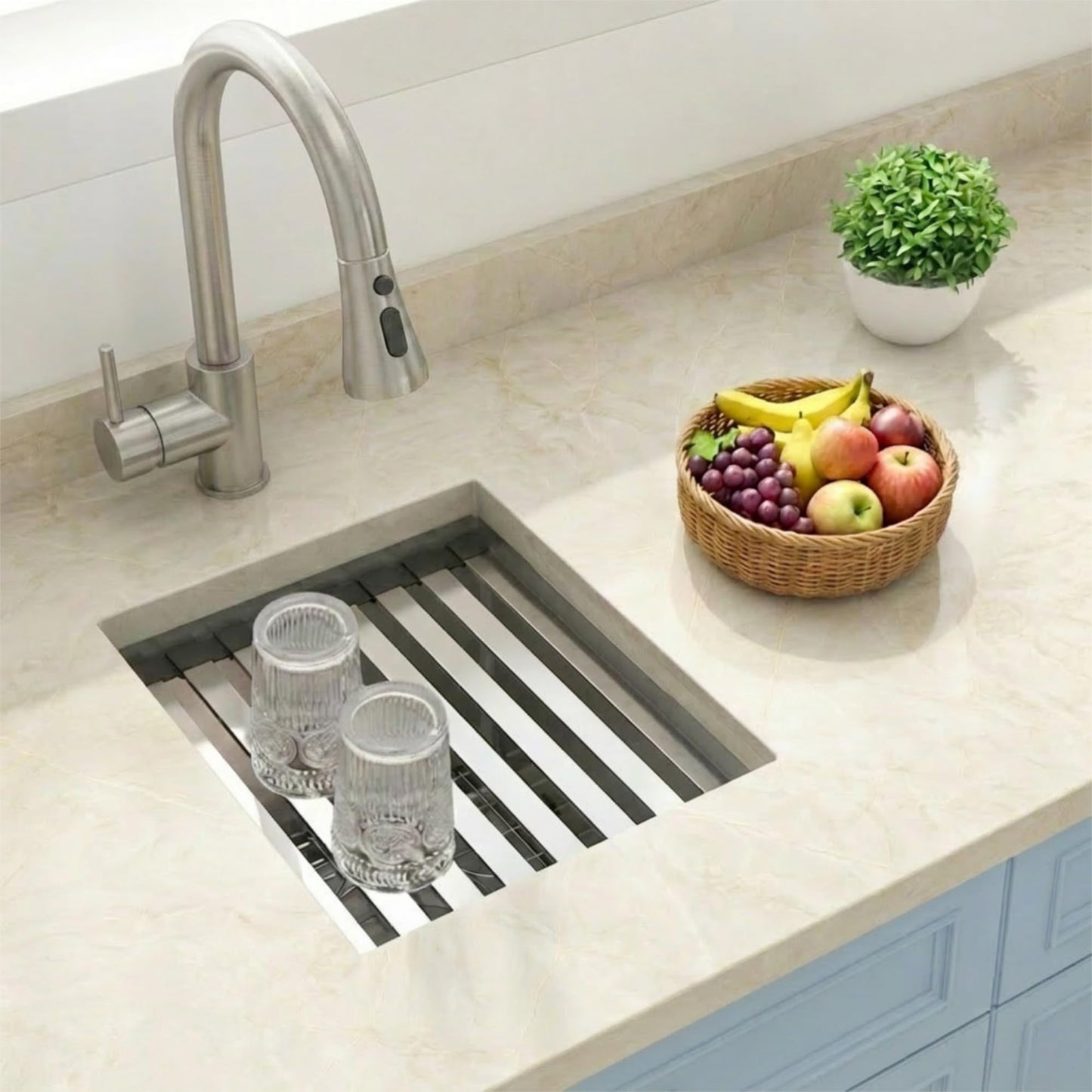 Lonsince Bar Sink Undermount 16 X 18 inch,16 Gauge Stainless Steel Bar Sink Offset Drain Design,Outdoor Small RV Sinks,Wet Bar Prep Sink with Workstatin (16" X 18")