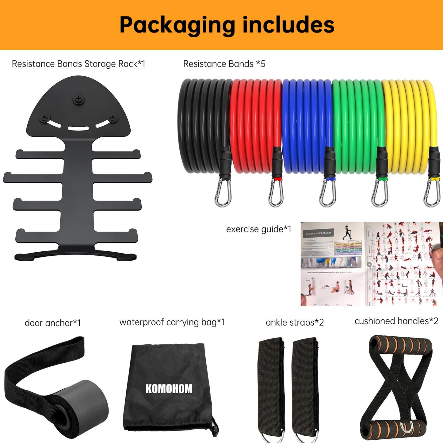 Resistance Bands Set with Gym Storage Rack for Working Out, Fitness Exercise Bands,Workout Bands,Strength Bands,Weight Bands,Training Bands,Dopa Bands,Elastic Resistance Tubes with Handles