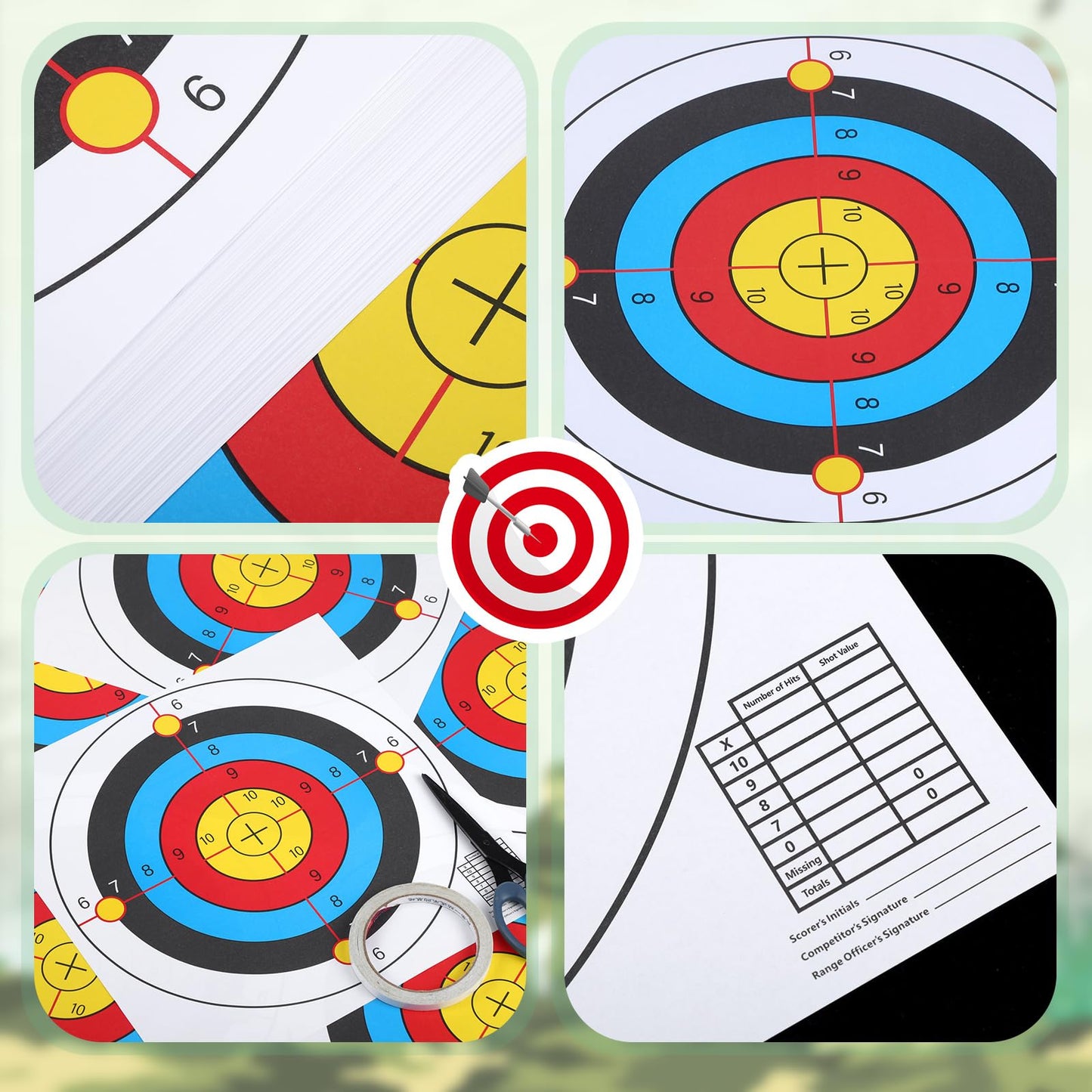 Fainne 200 Sheets Paper Targets for Shooting 12 x 12 Inch High Visibility Shooting Range Targets Bulk for Indoor Outdoor Pistol Practice Archery Airsoft Hunting Accessories(5 Ring Circular)
