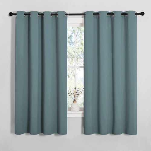NICETOWN Blackout Curtains - Noise Reducing, Thermal Insulated Drape Panels for Small Windows | Greyish Blue, 2 Panels (W55 x L68-Inch)