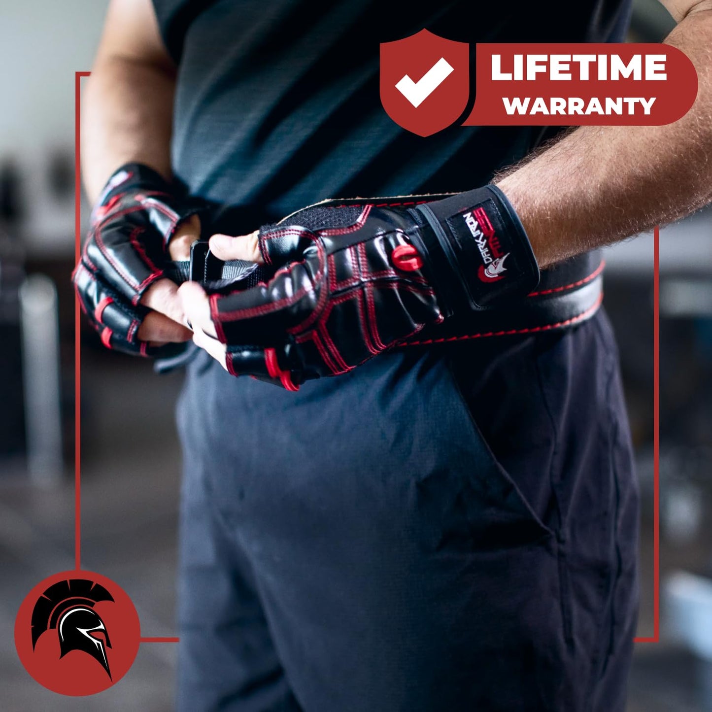 Dark Iron Fitness Genuine Leather Gym Gloves for Men Women, Small Wrist Wrap Support Workout Gloves for Weight Lifting Crossfit Deadlift Barbell Exercise Palm Padding Callus Protection Grips
