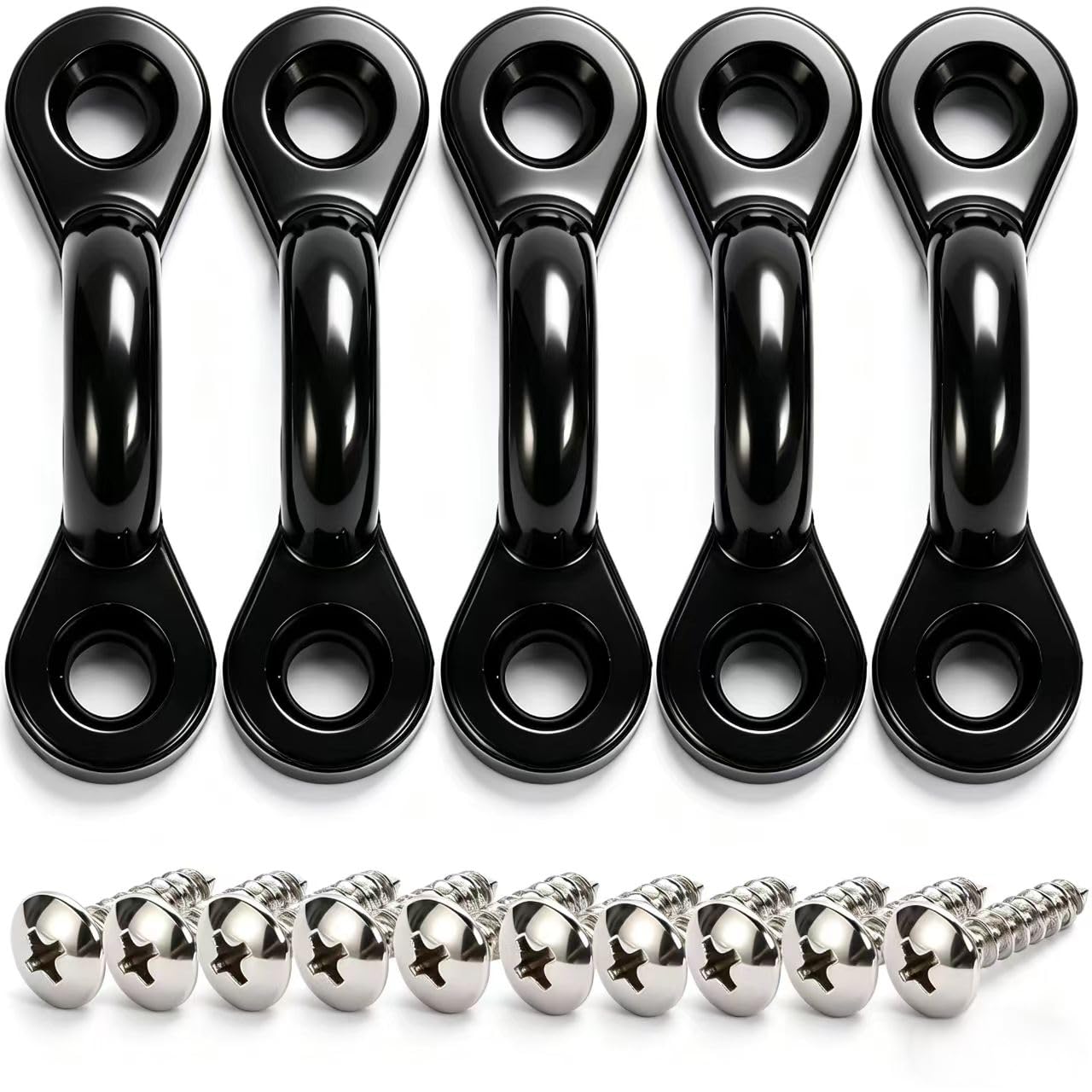 Borogo 2 PCS Kayak Canoe Carry Handle Pull Handle T-Handle with Cord and 5PCS Pad Eyes - 10 PCS Screws Replacement Hardware Parts Kit