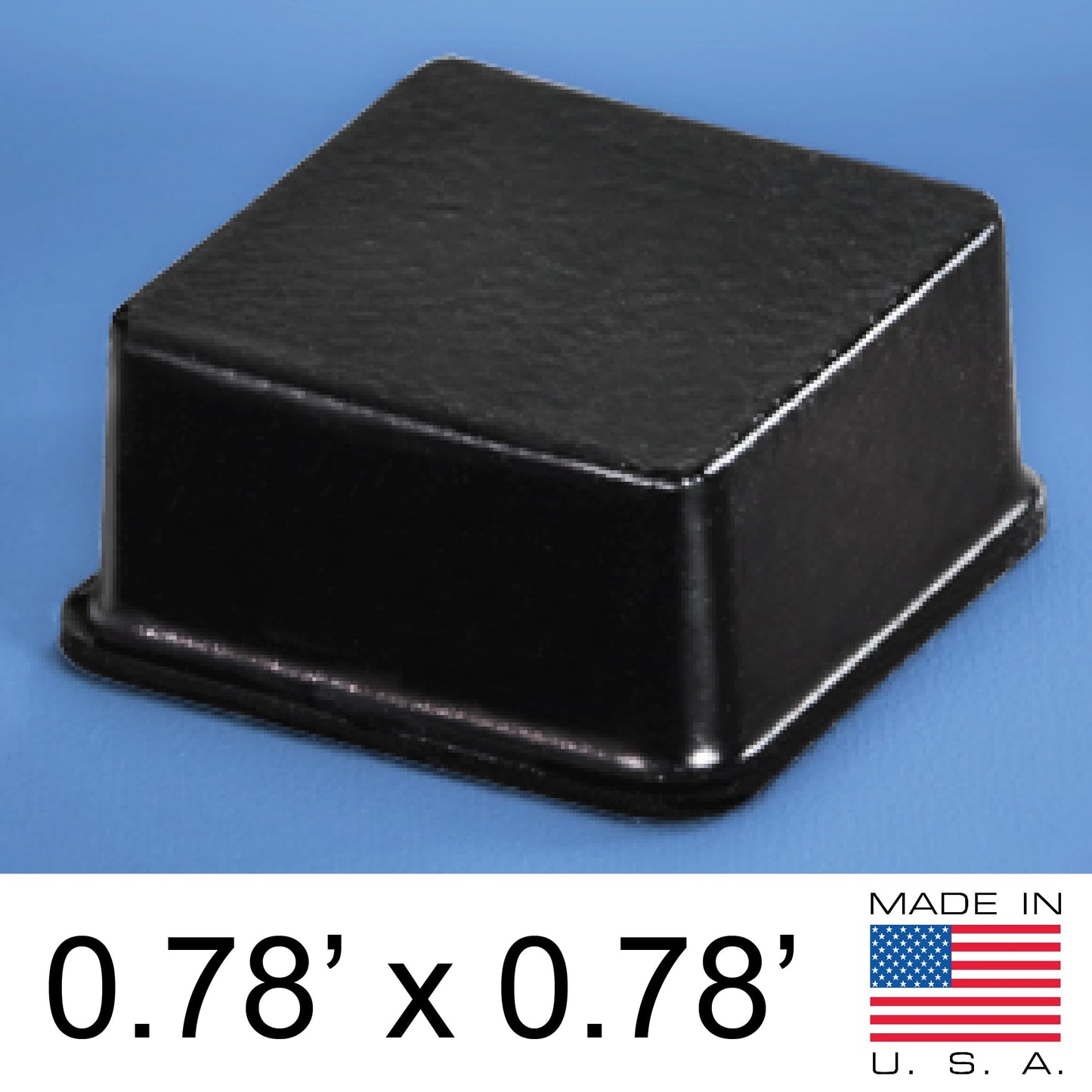 Black Tall Square Adhesive Rubber Bumper Pads - Made in USA – Rubber Feet for Speakers, Electronics, Furniture, Appliances, Audio Equipment - 20 Pieces