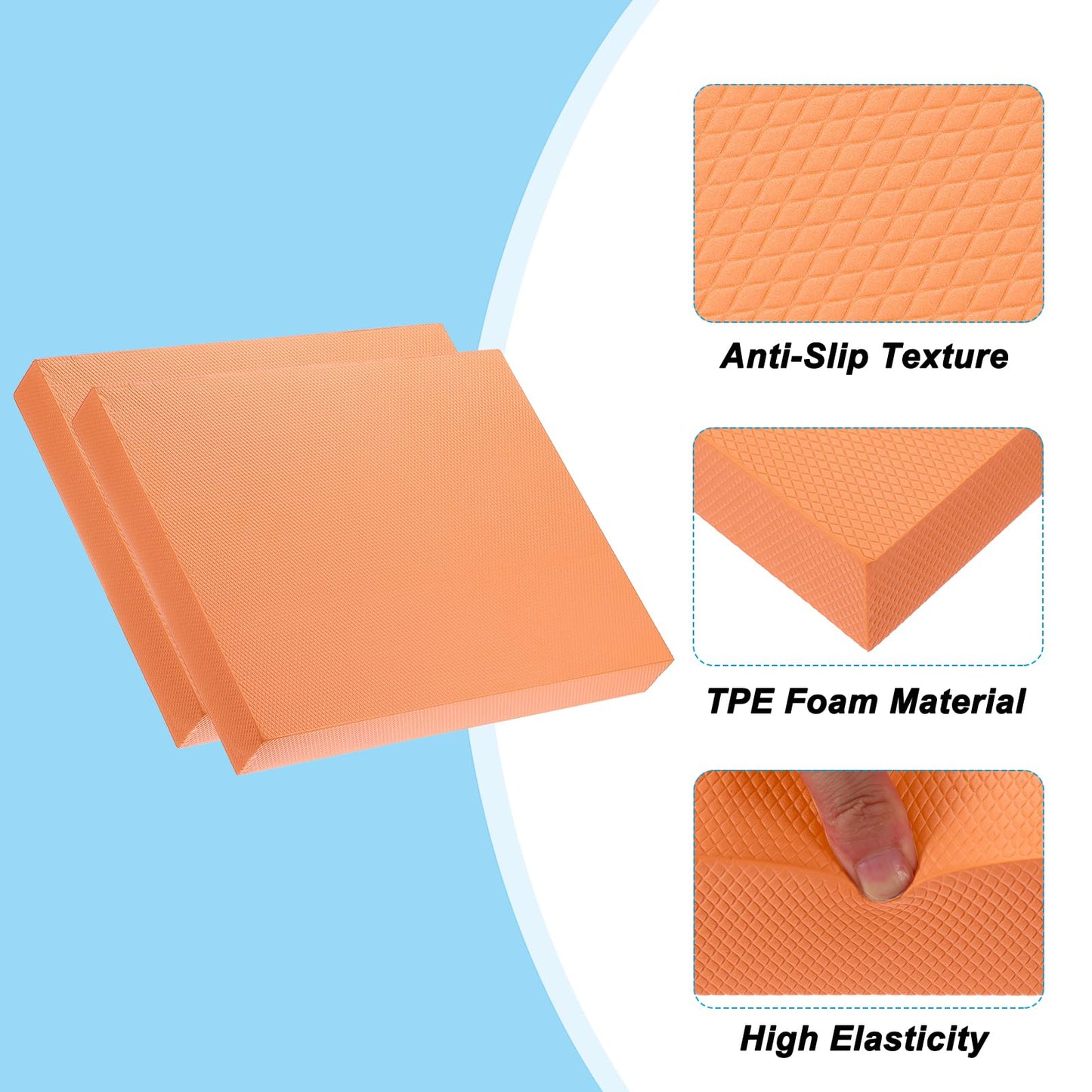 PATIKIL Balance Pad 15.7x13x2 Inch, Non-Slip TPE Foam Pad Cushion Exercise Yoga Mat Knee Pad for Fitness Stability Core Training Stretching, Orange